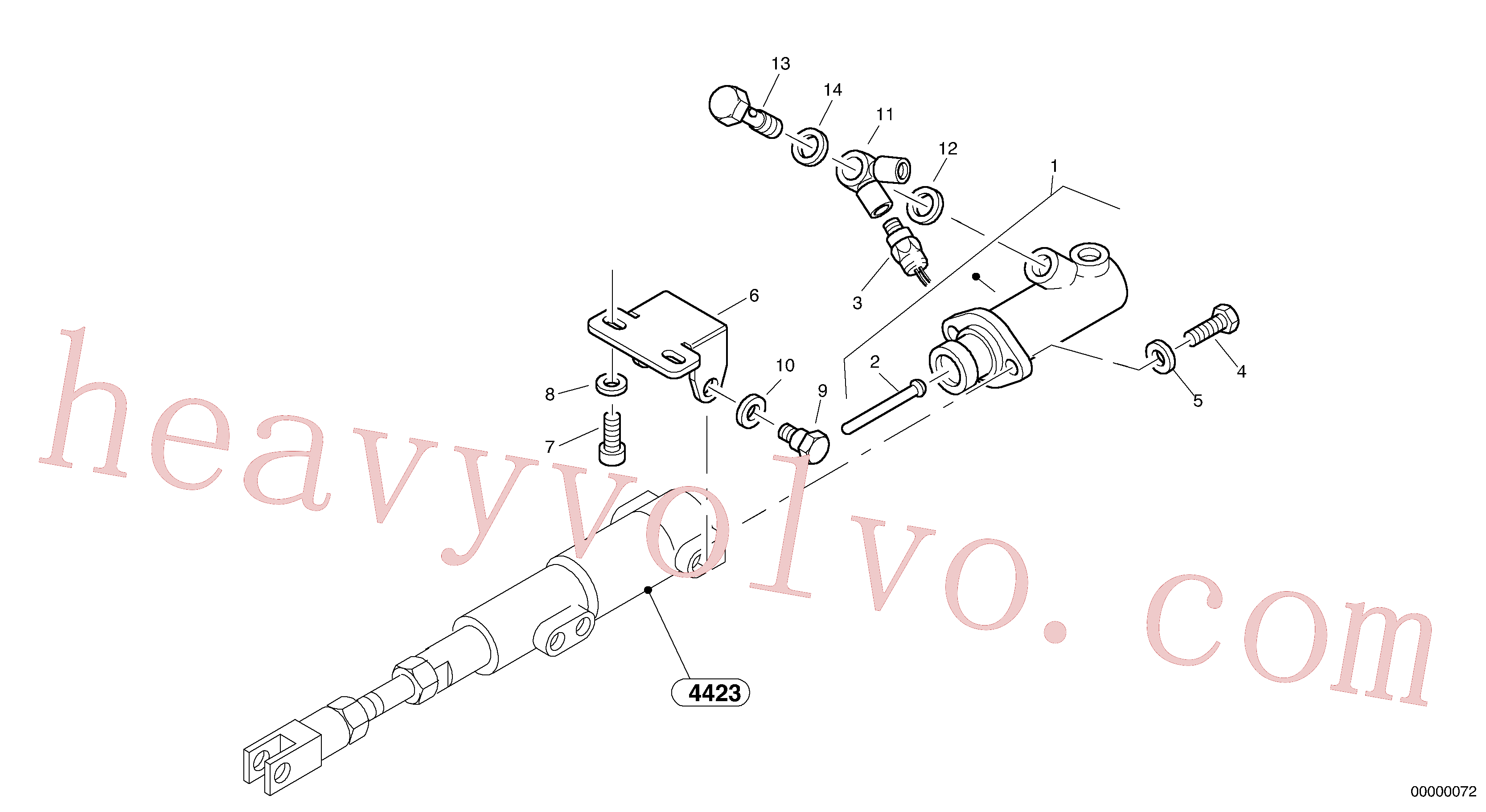 VOE13947282 for Volvo Brake cylinder(00000072 assembly)