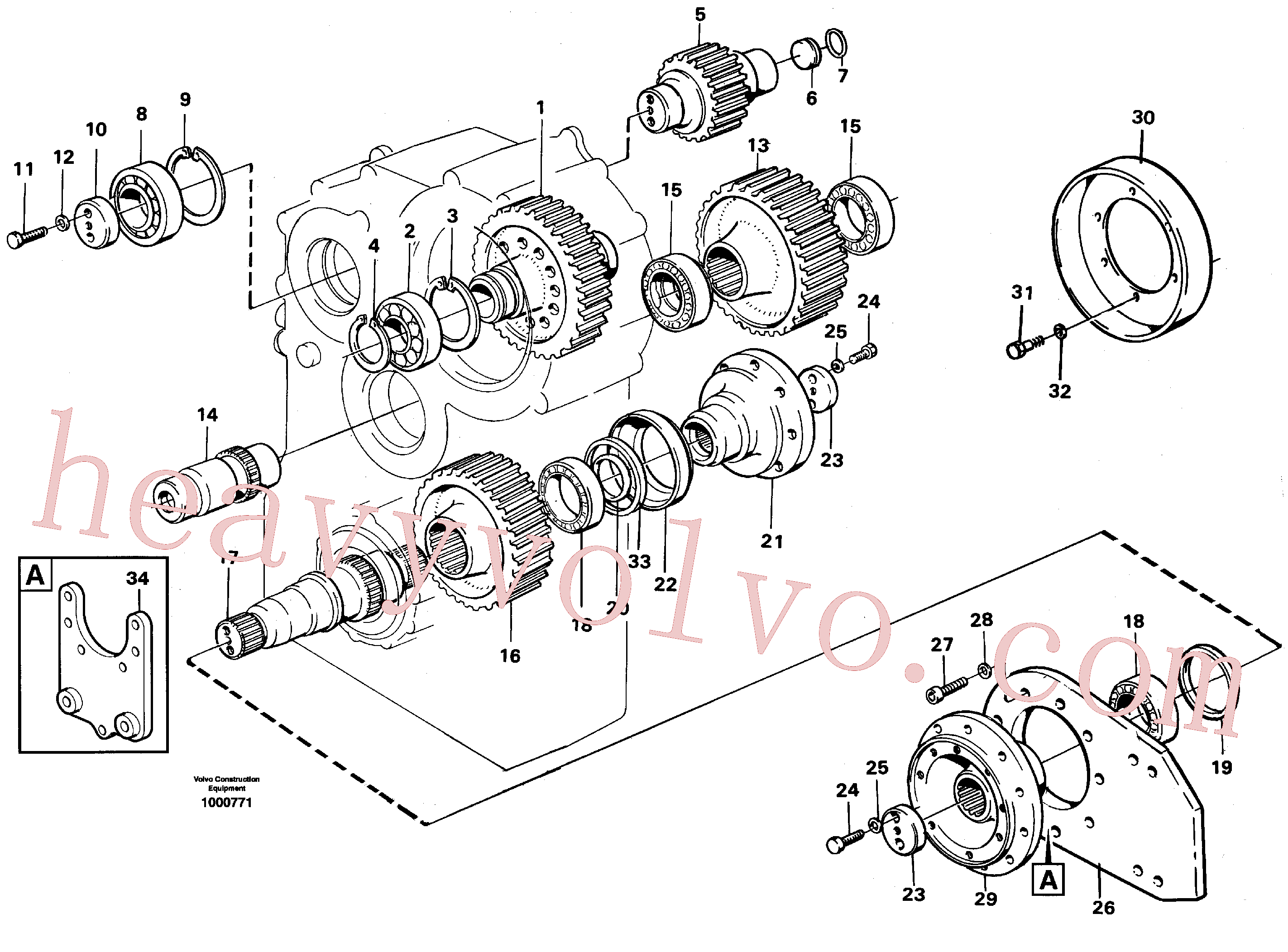 VOE13955343 for Volvo Transfer gearbox gears and shafts(1000771 assembly)