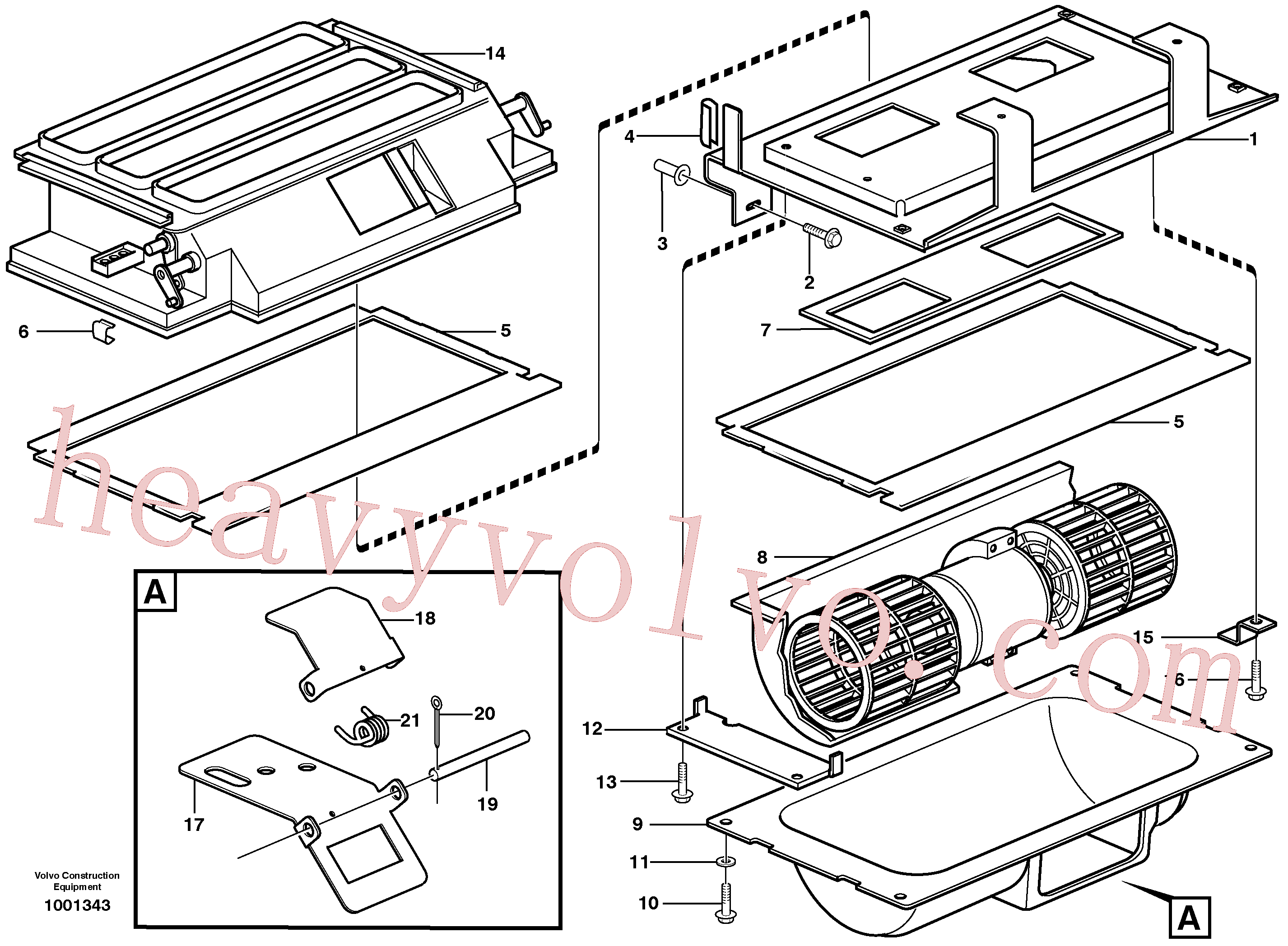 VOE947542 for Volvo Air distribution - inlet and air return(1001343 assembly)