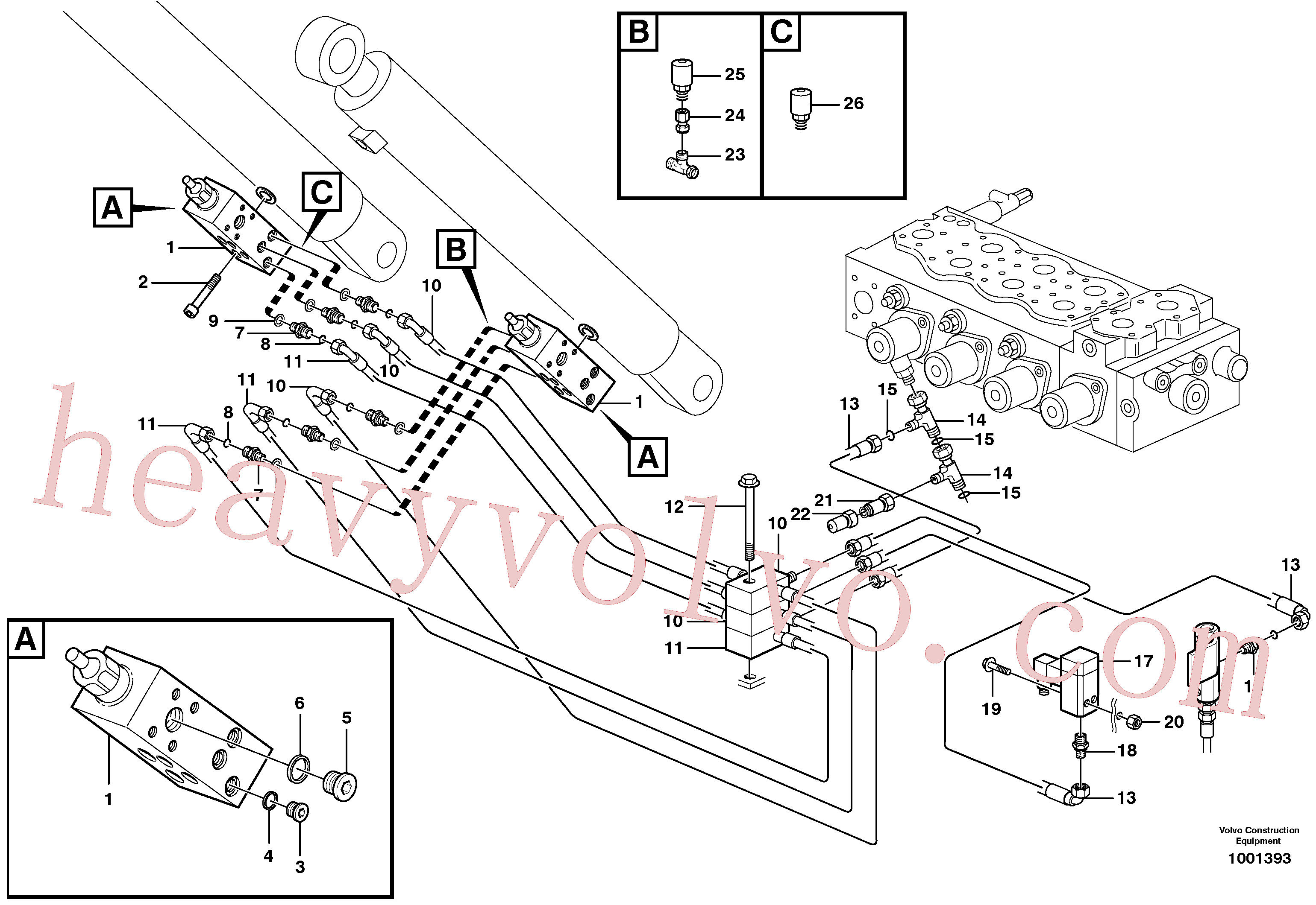 VOE13965206 for Volvo Hose rupture valve, boom cylinder(1001393 assembly)