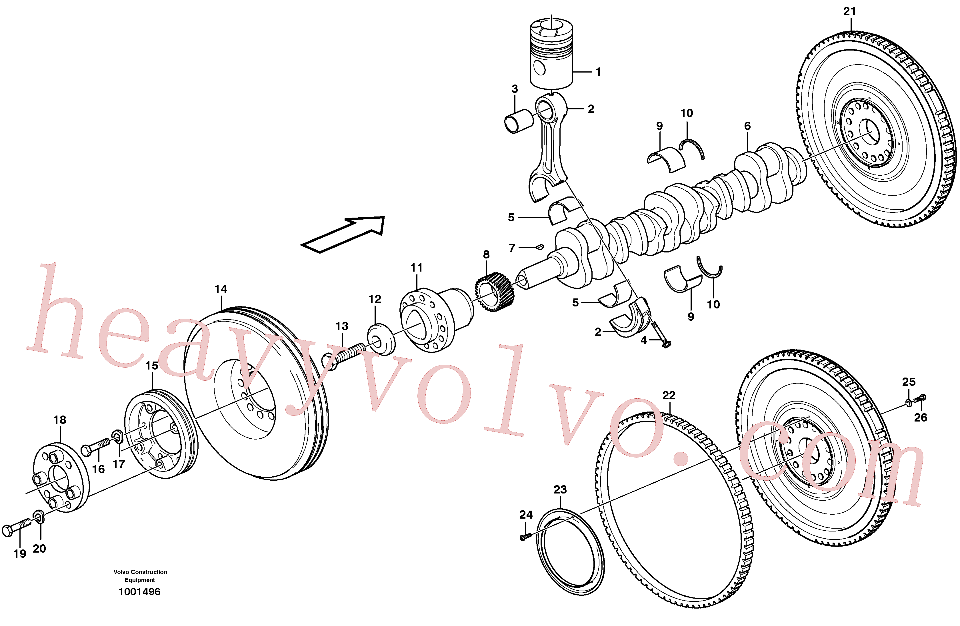 VOE955550 for Volvo Crankshaft and related parts(1001496 assembly)