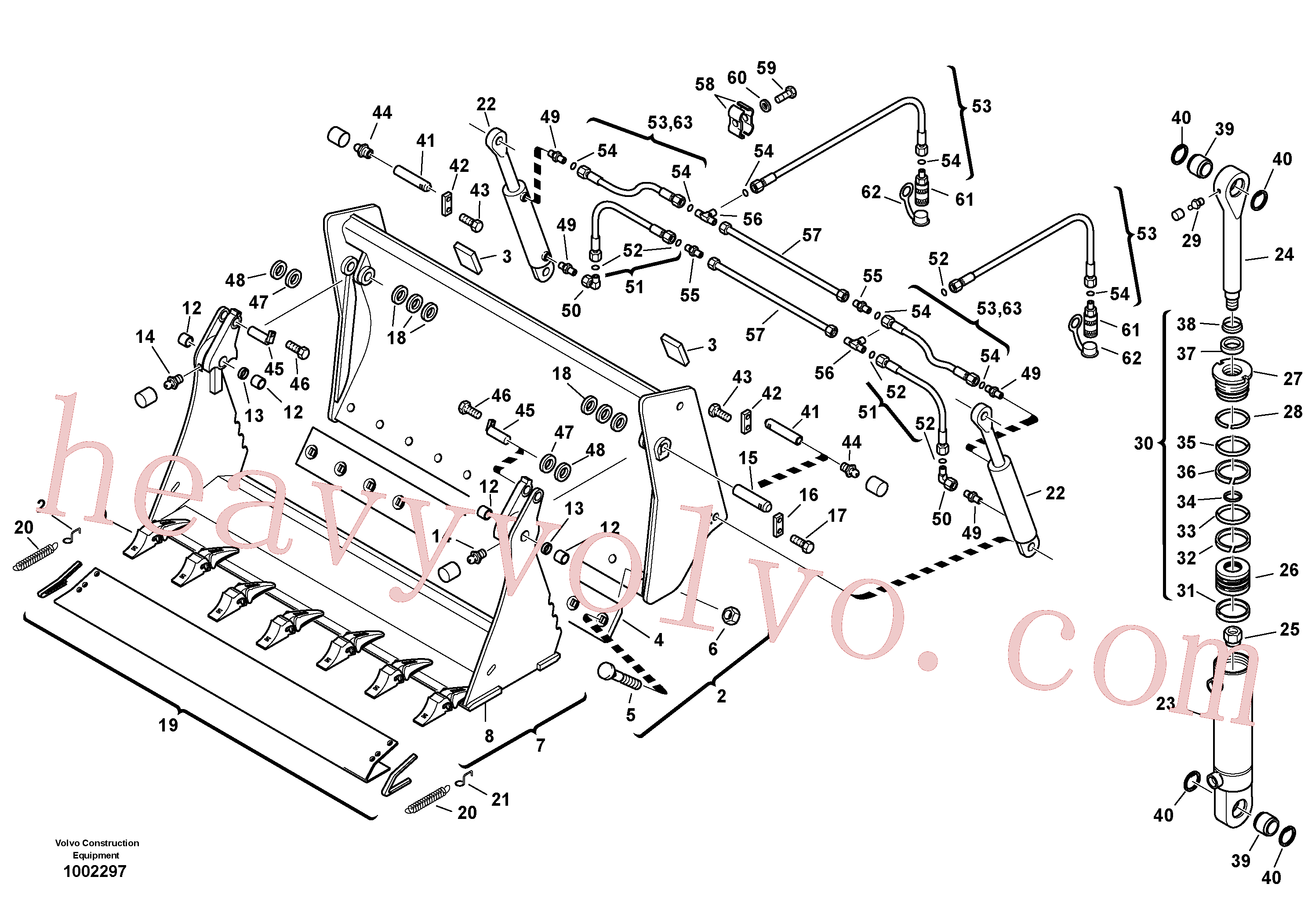 ZM2259050 for Volvo Shutter bucket with teeth(1002297 assembly)