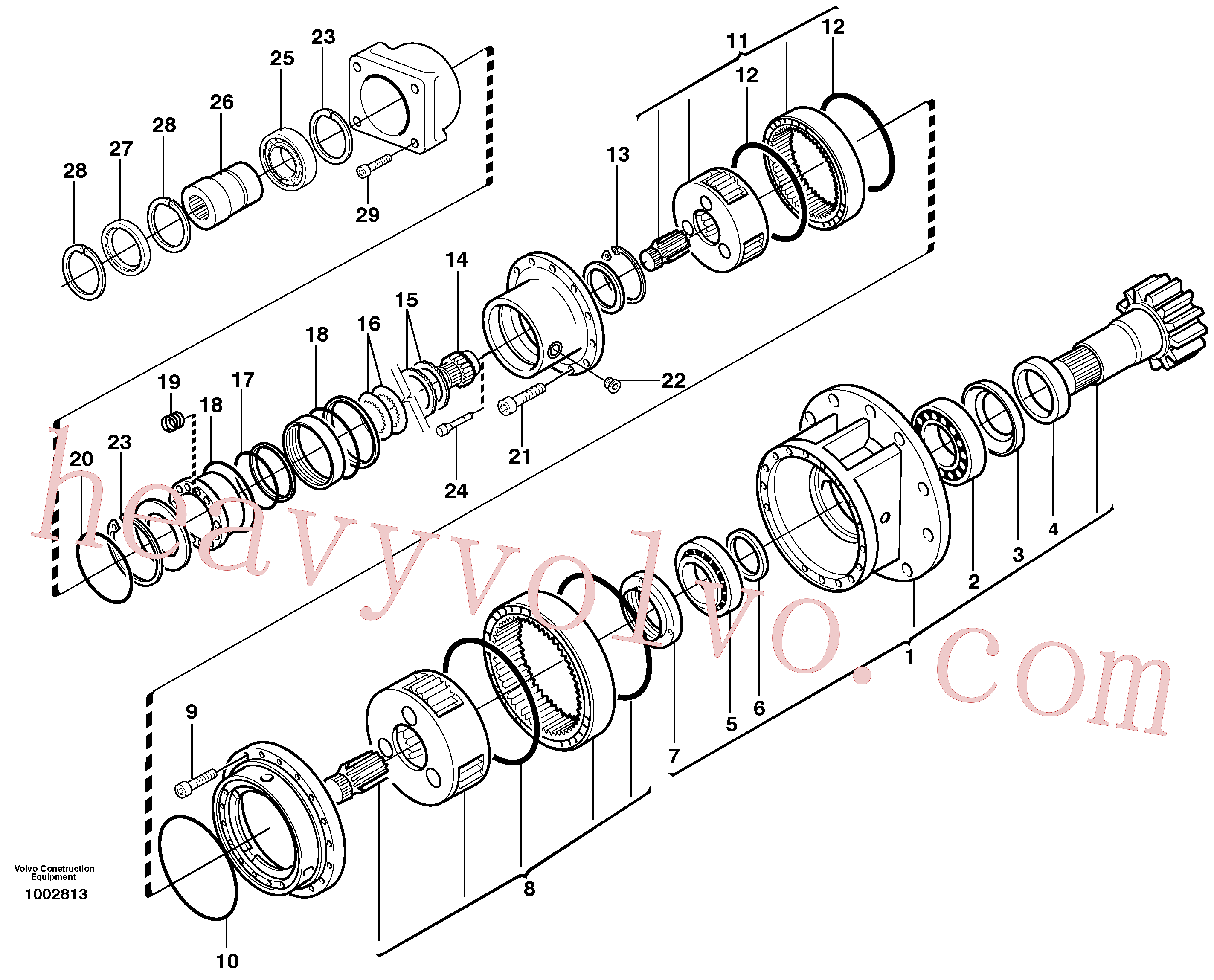 VOE11708769 for Volvo Rebuild kit, Swing gearbox(1002813 assembly)