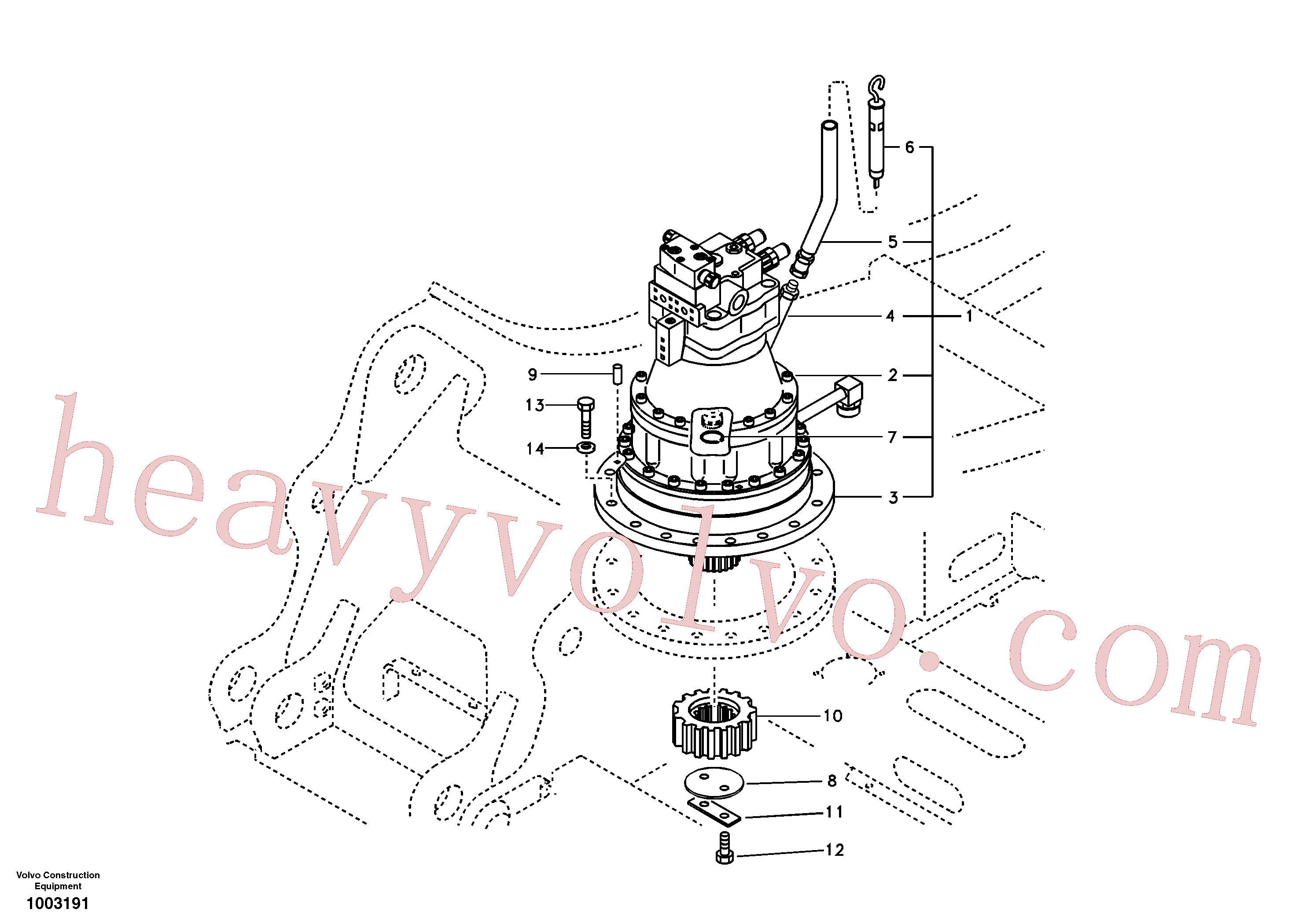 VOE14500382 for Volvo Swing motor with mounting parts(1003191 assembly)