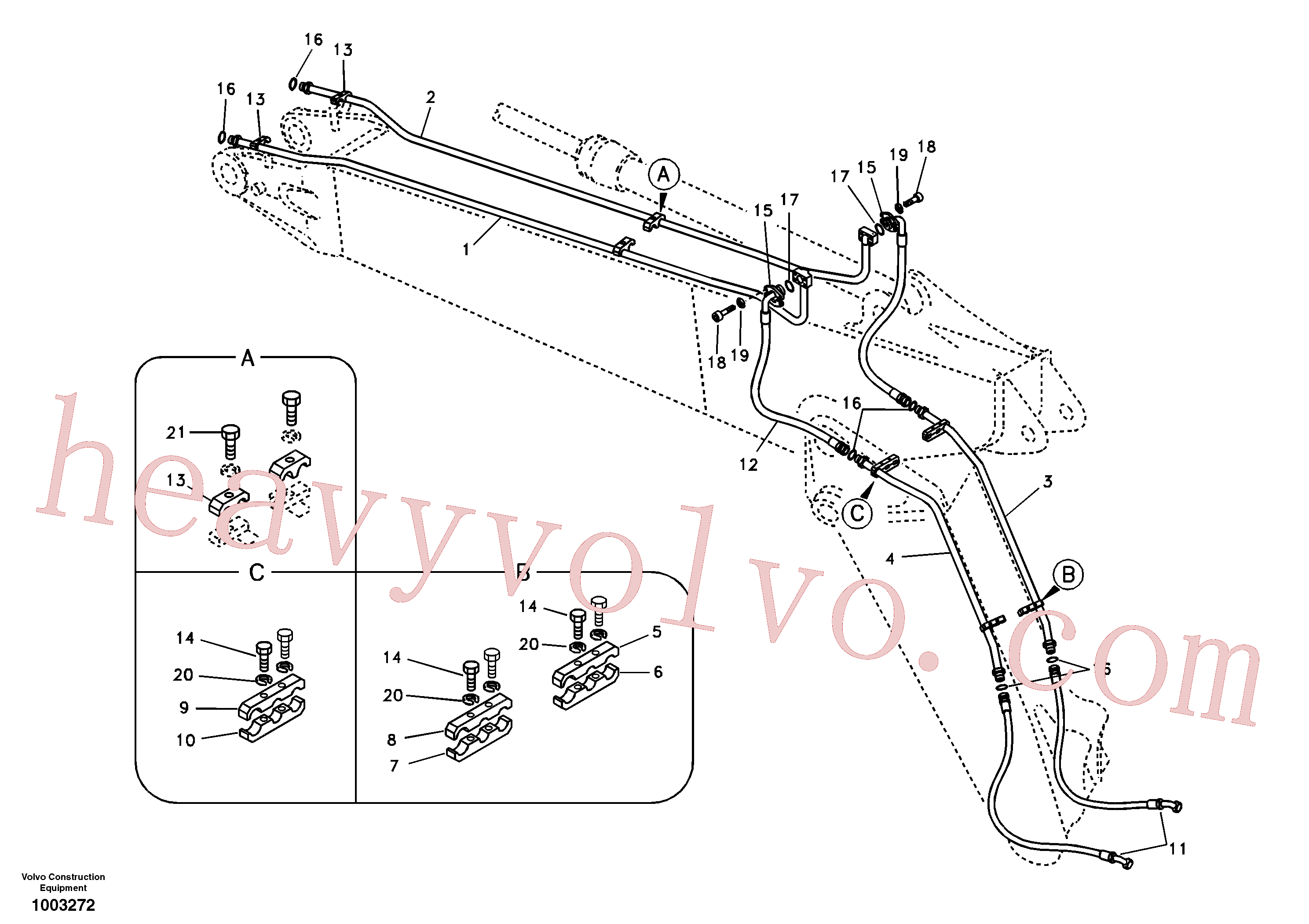 SA1174-56870 for Volvo Working hydraulic, hammer and shear for adjustable boom(1003272 assembly)