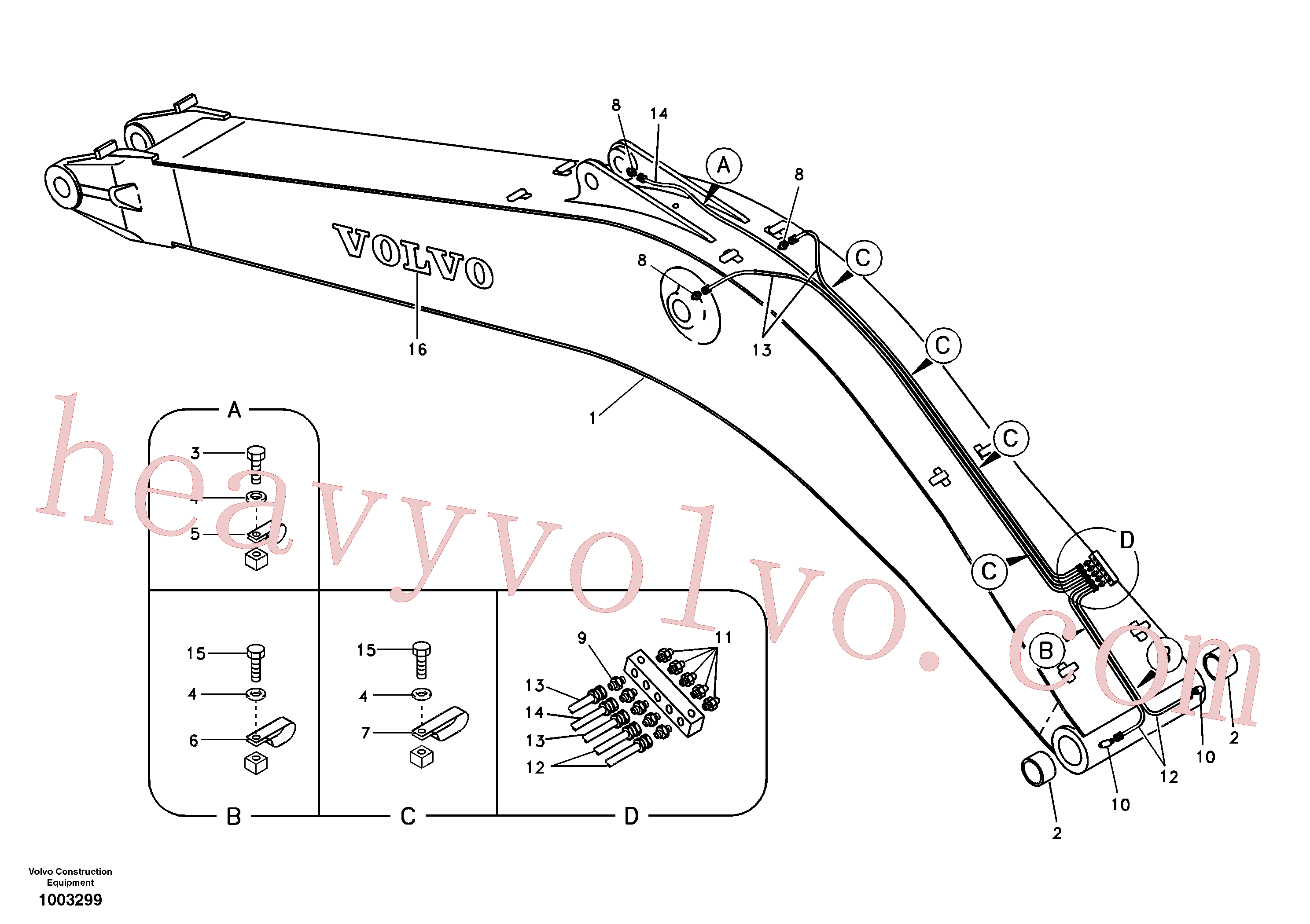 VOE14546960 for Volvo Boom and grease piping(1003299 assembly)