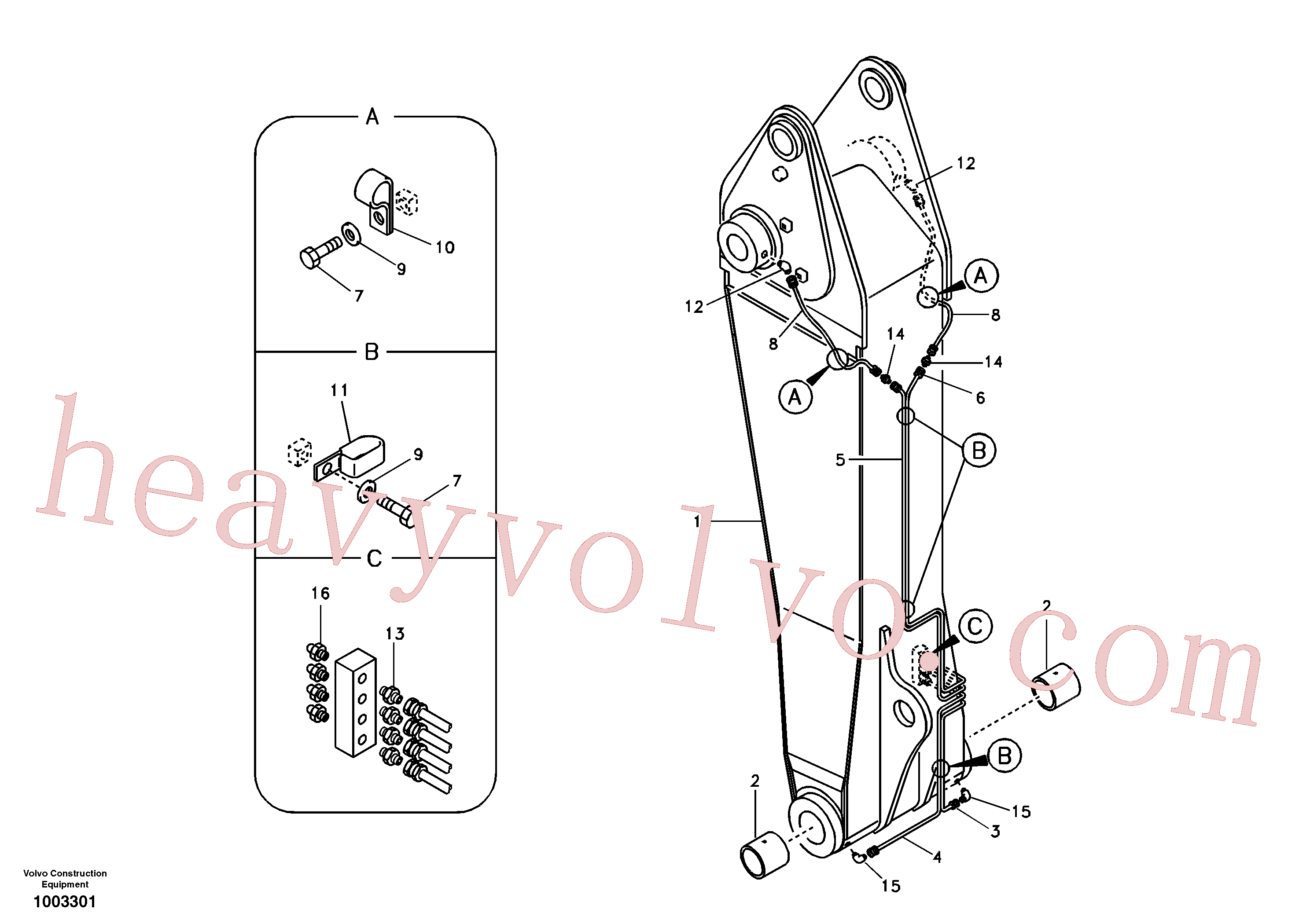 SA1173-05370 for Volvo Boom and grease piping, adjustable 1st(1003301 assembly)