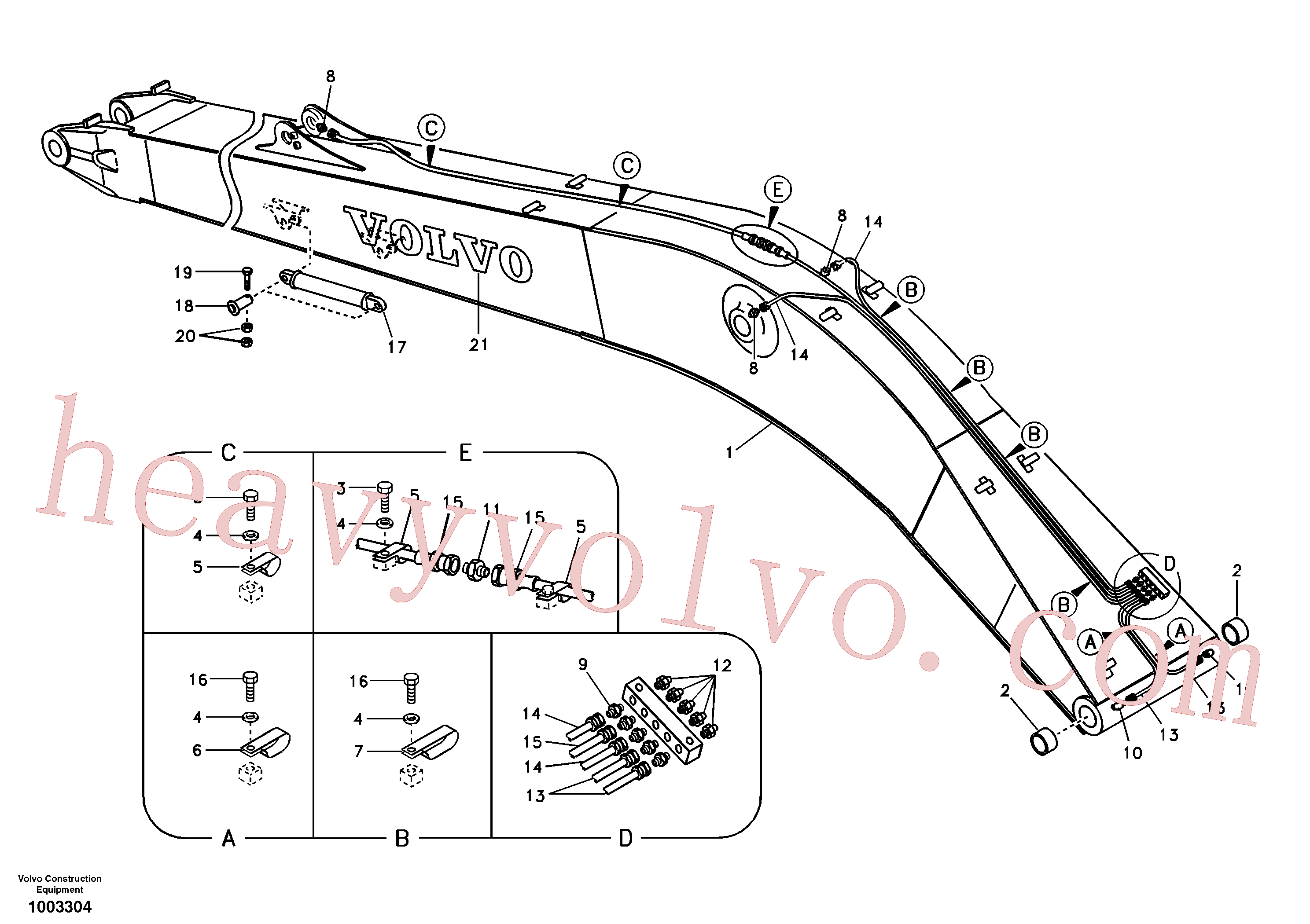 VOE14528220 for Volvo Boom and grease piping, long reach(1003304 assembly)