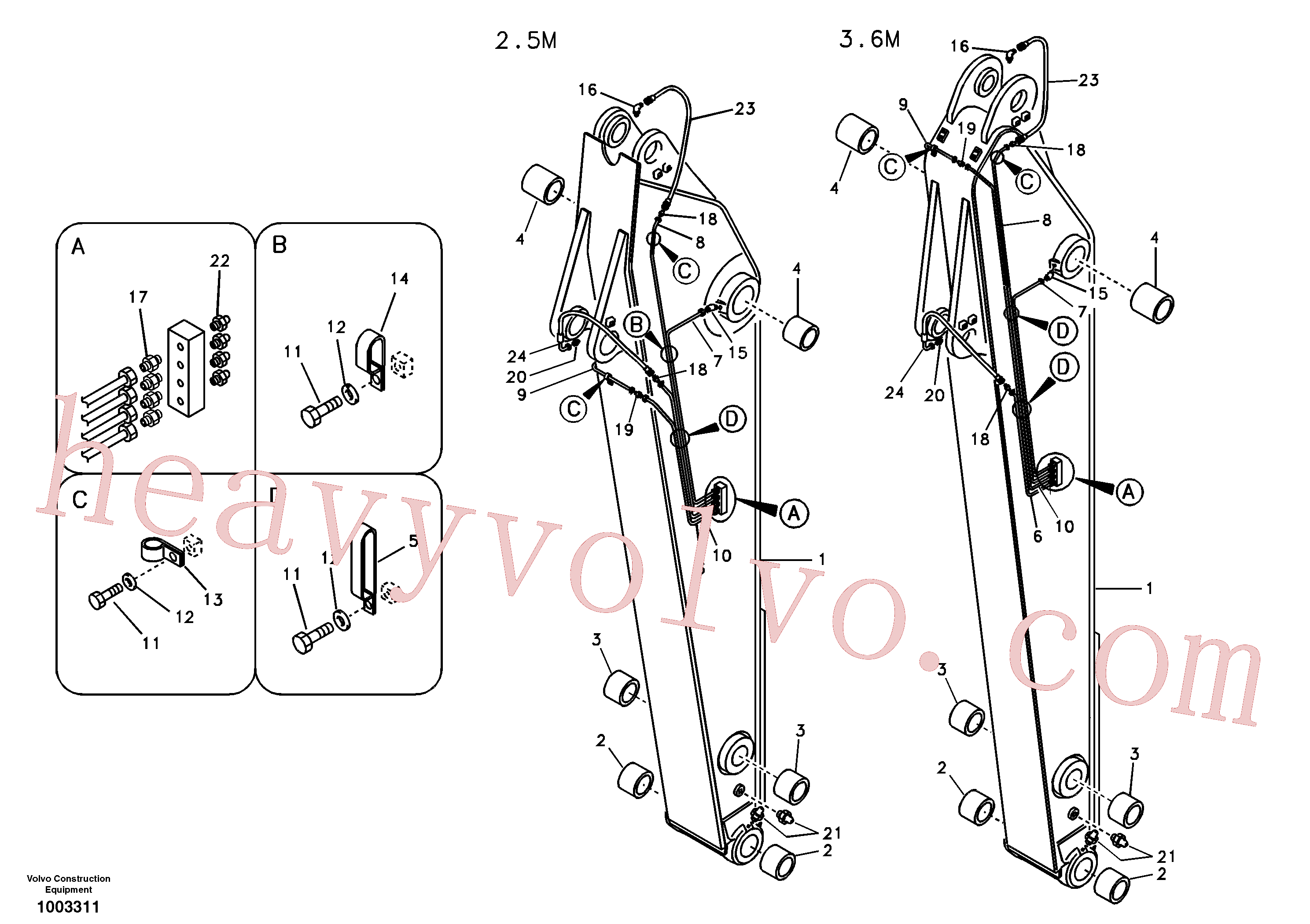 VOE14509090 for Volvo Dipper arm and grease piping with piping seat(1003311 assembly)