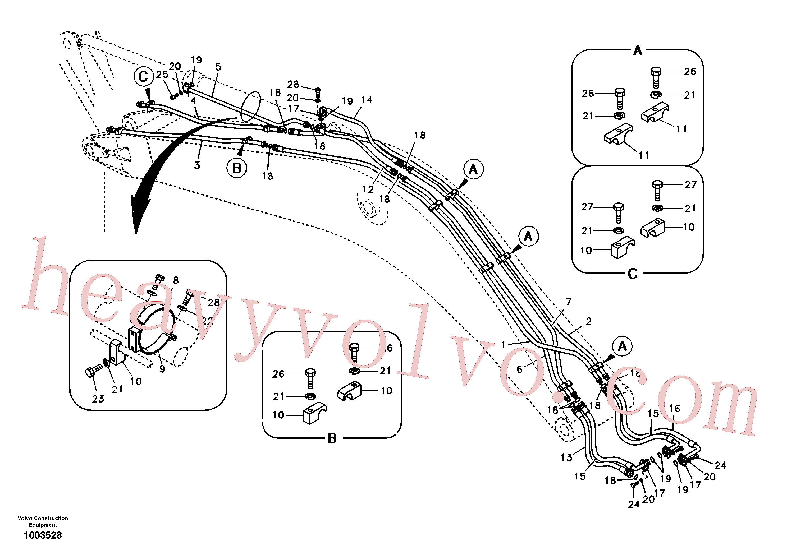 SA9406-06617 for Volvo Working hydraulic, dipper arm cylinder on boom.(1003528 assembly)