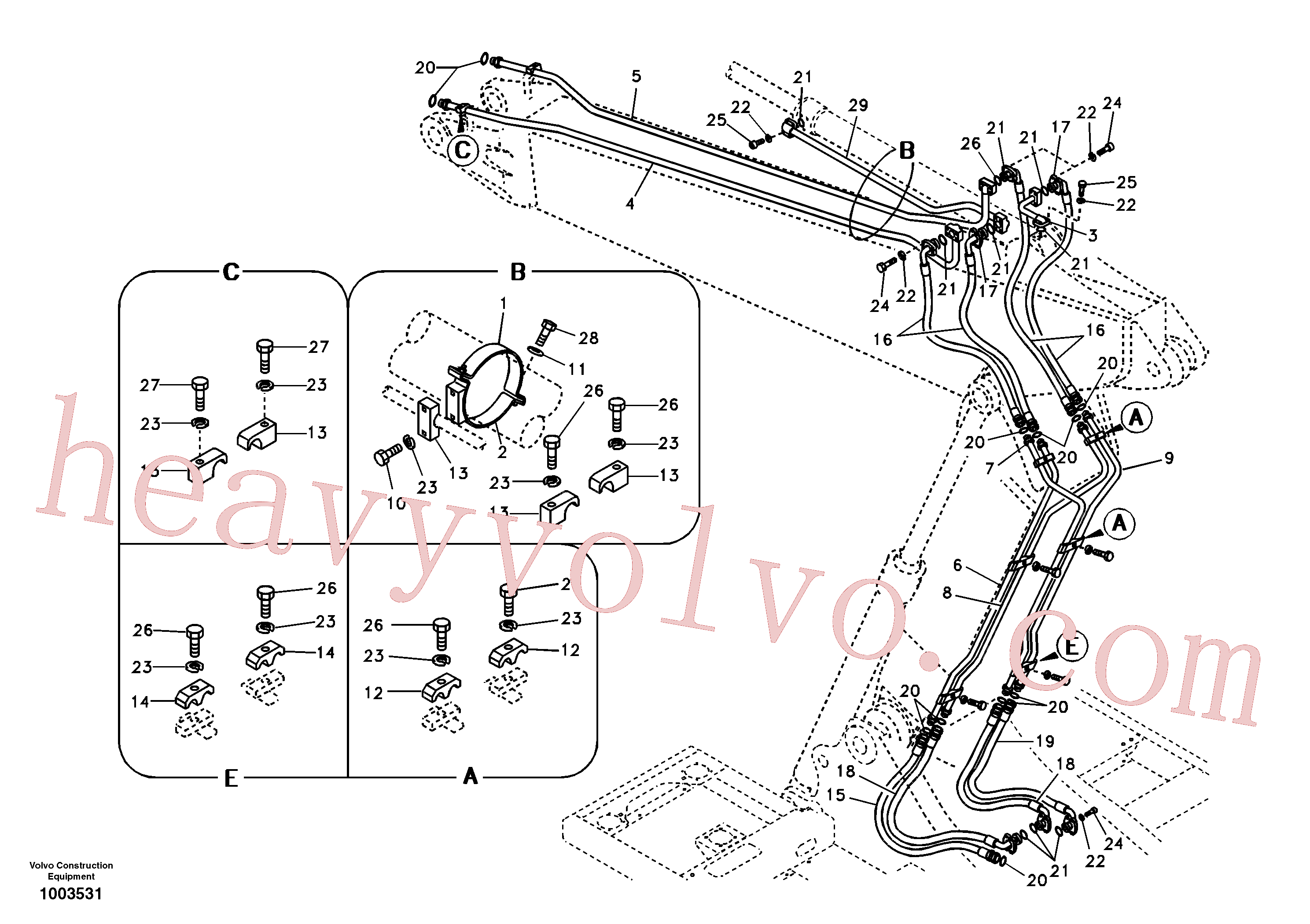 VOE14881210 for Volvo Working hydraulic, dipper arm cylinder on adjustable boom(1003531 assembly)