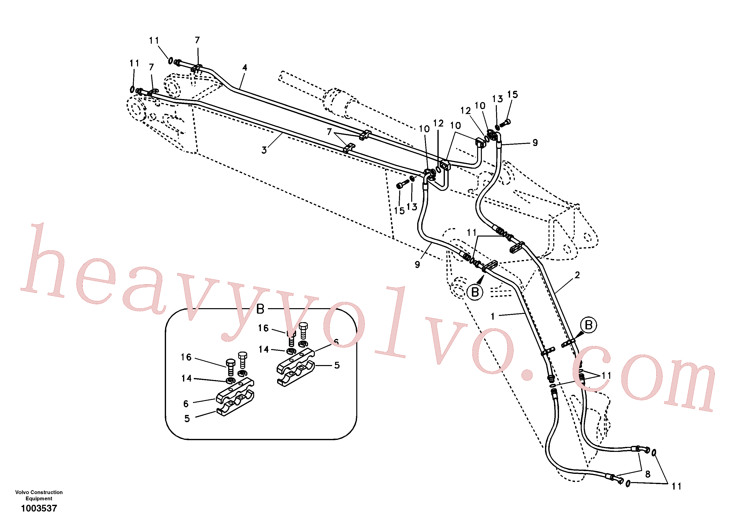 SA1174-56870 for Volvo Working hydraulic, hammer and shear for adjustable boom(1003537 assembly)