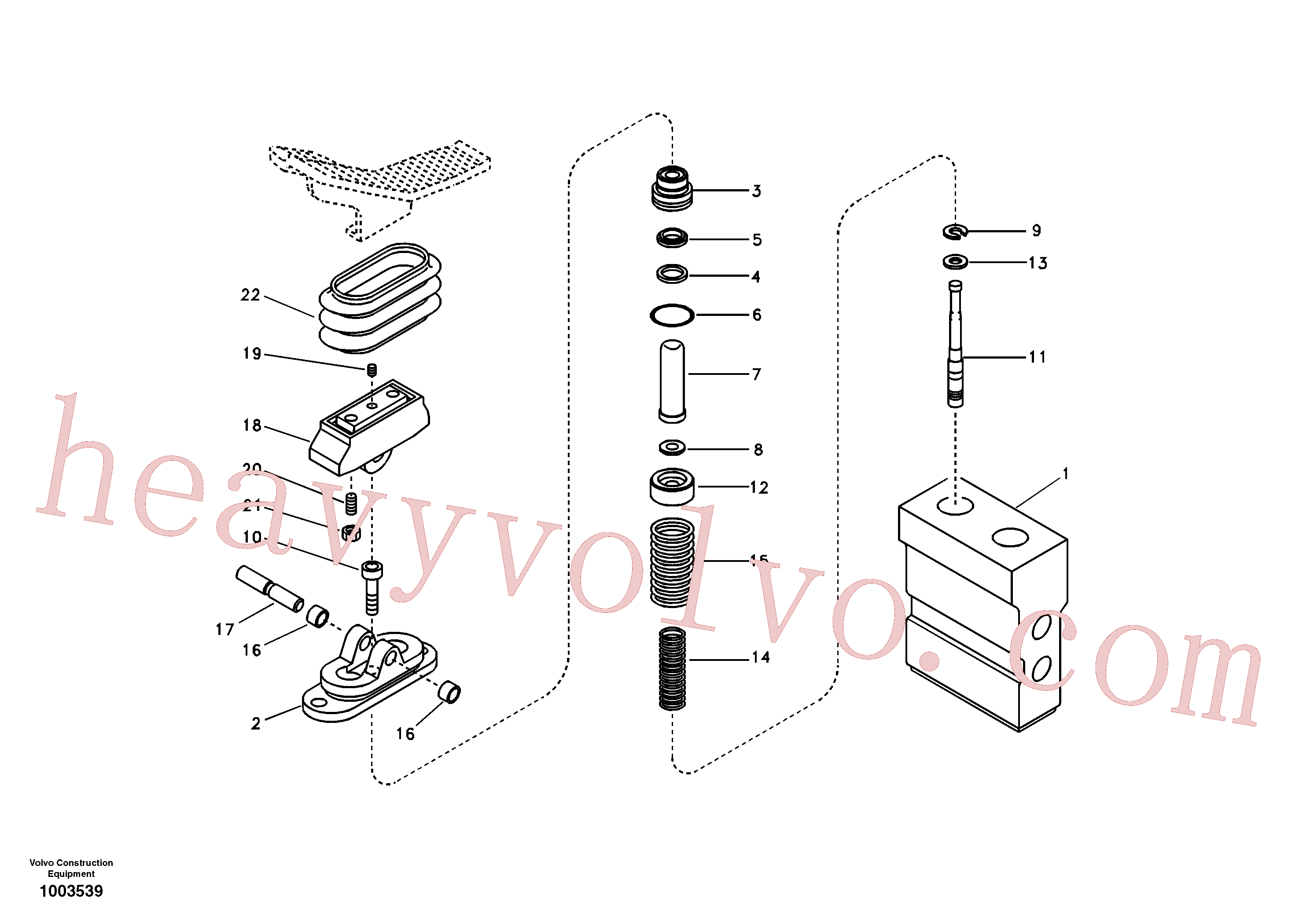 VOE14500152 for Volvo Working hydraulic, remote control valve pedal for adjustable boom(1003539 assembly)