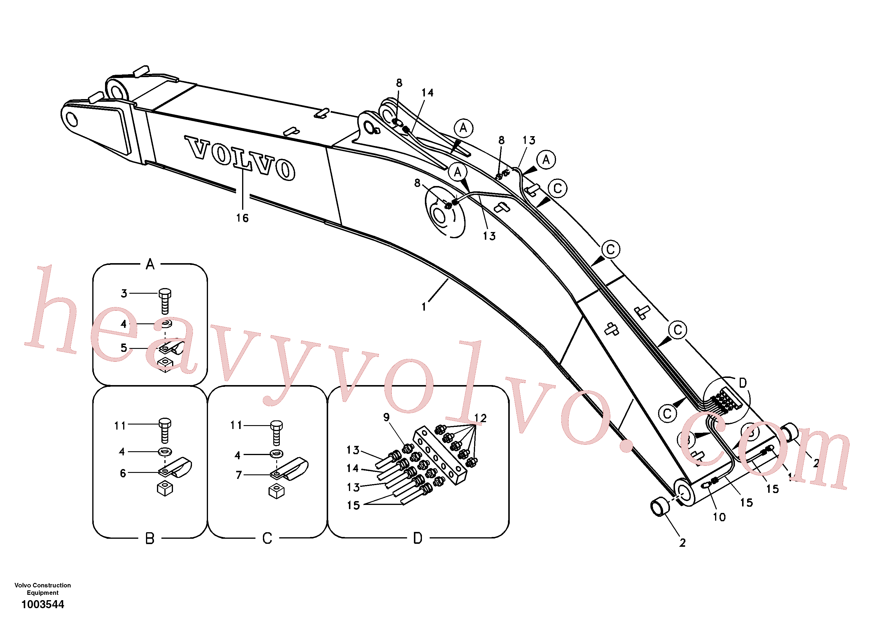 VOE14526130 for Volvo Boom and grease piping(1003544 assembly)