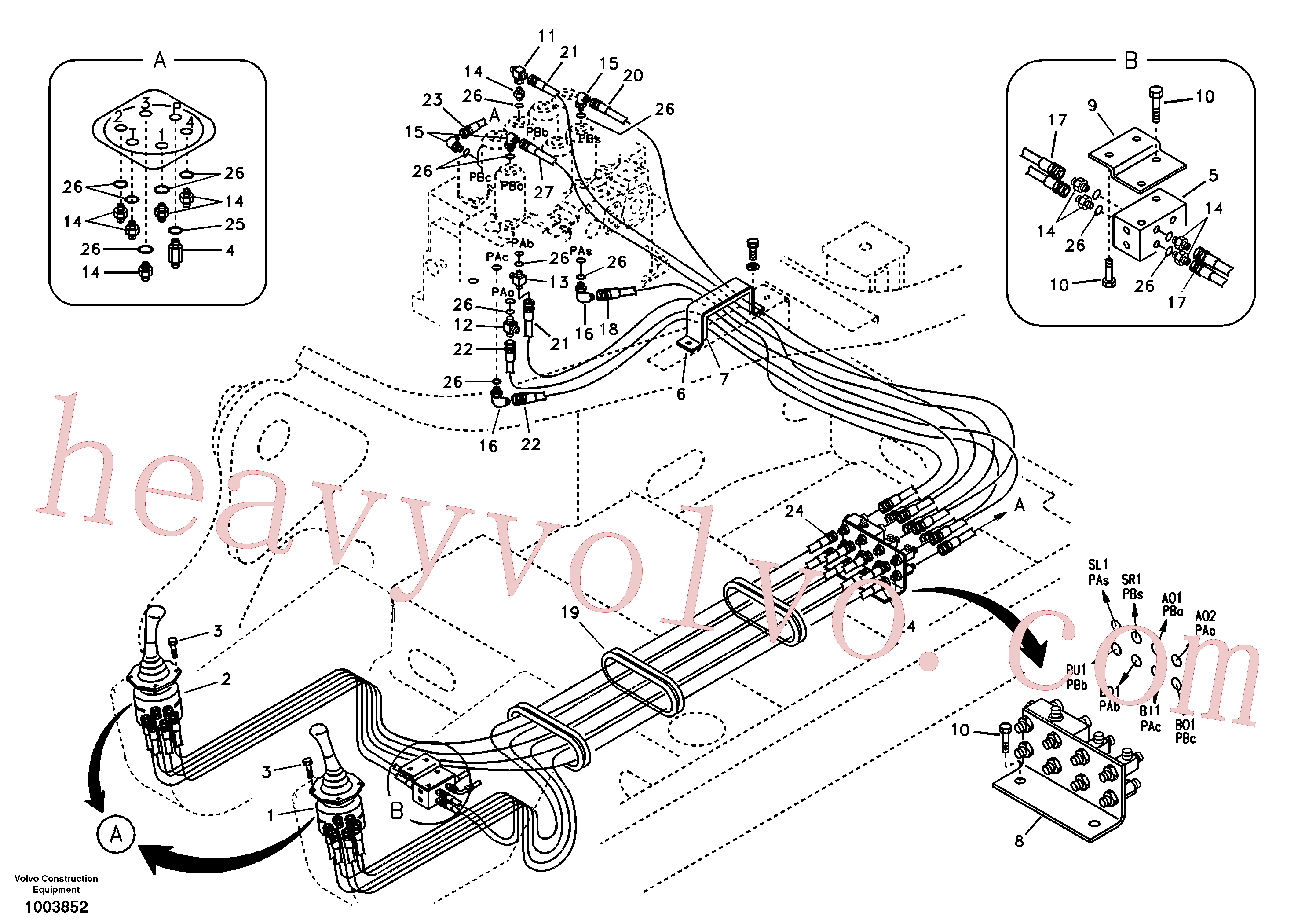 SA9451-03238 for Volvo Servo system, control valve to remote control valve(1003852 assembly)