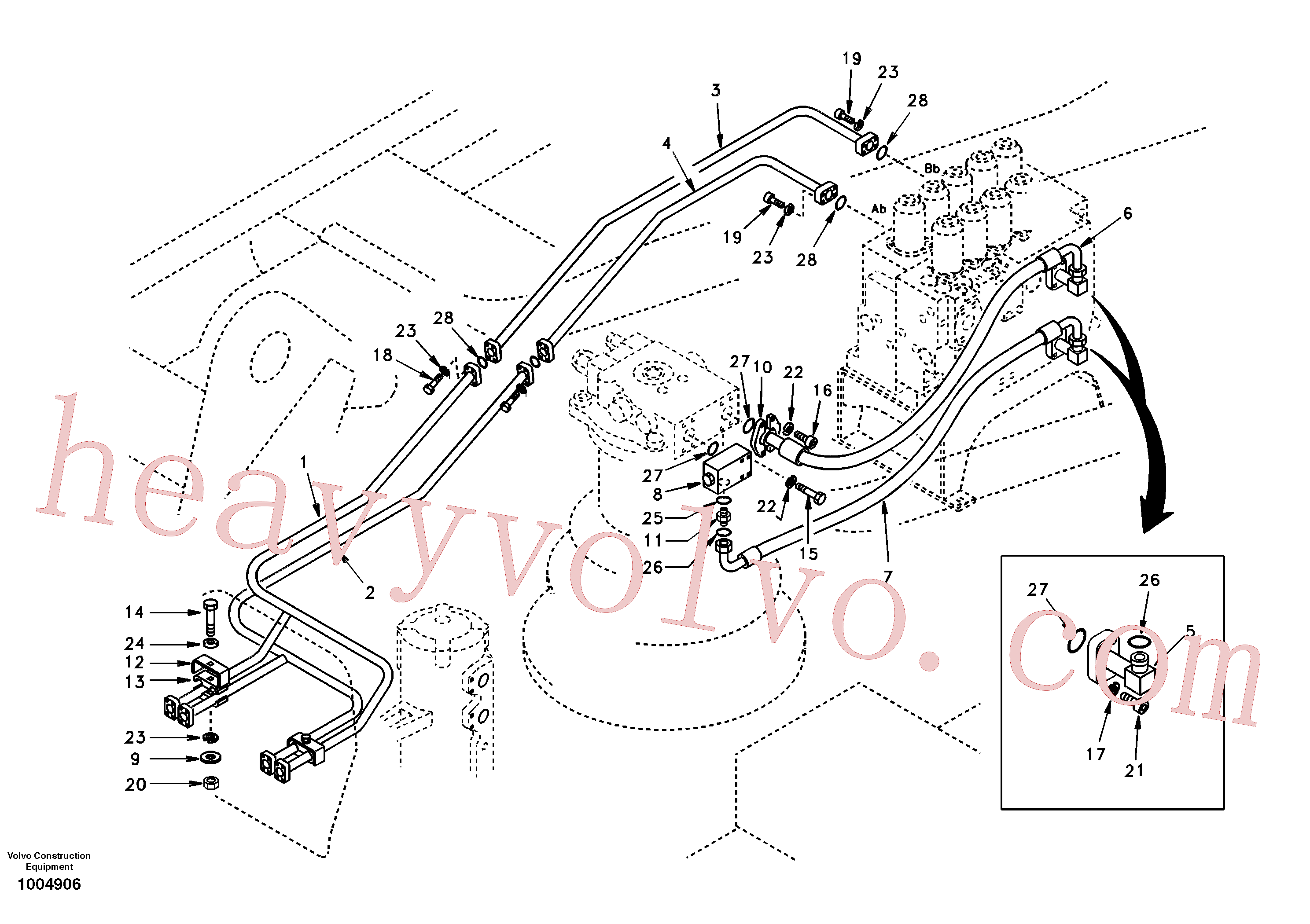 VOE14674396 for Volvo Hydraulic system, control valve to boom and swing(1004906 assembly)