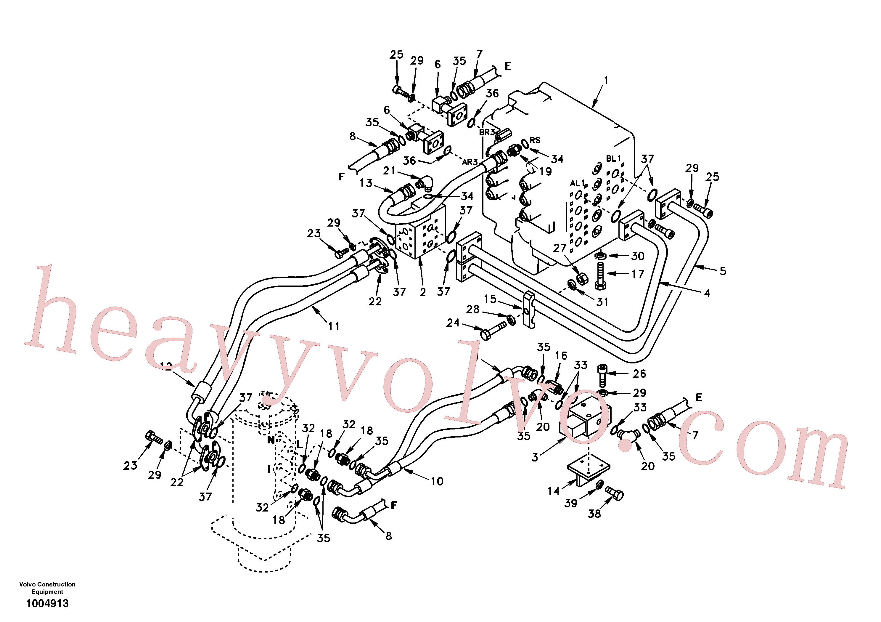 SA9403-04627 for Volvo Turning joint line, control valve to turning joint(1004913 assembly)