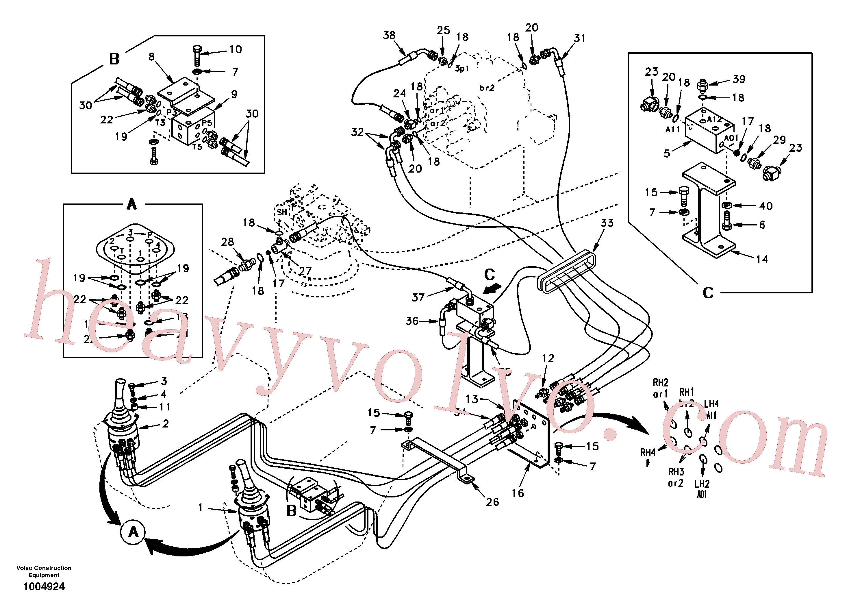 SA1148-02170 for Volvo Servo system, control valve to remote control valve(1004924 assembly)