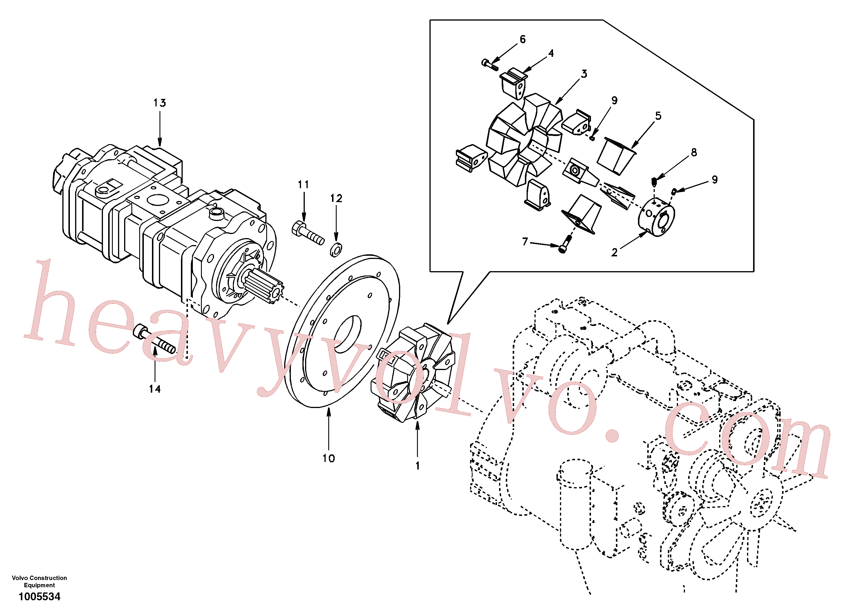 SA160H-6 for Volvo Pump gearbox with assembling parts(1005534 assembly)