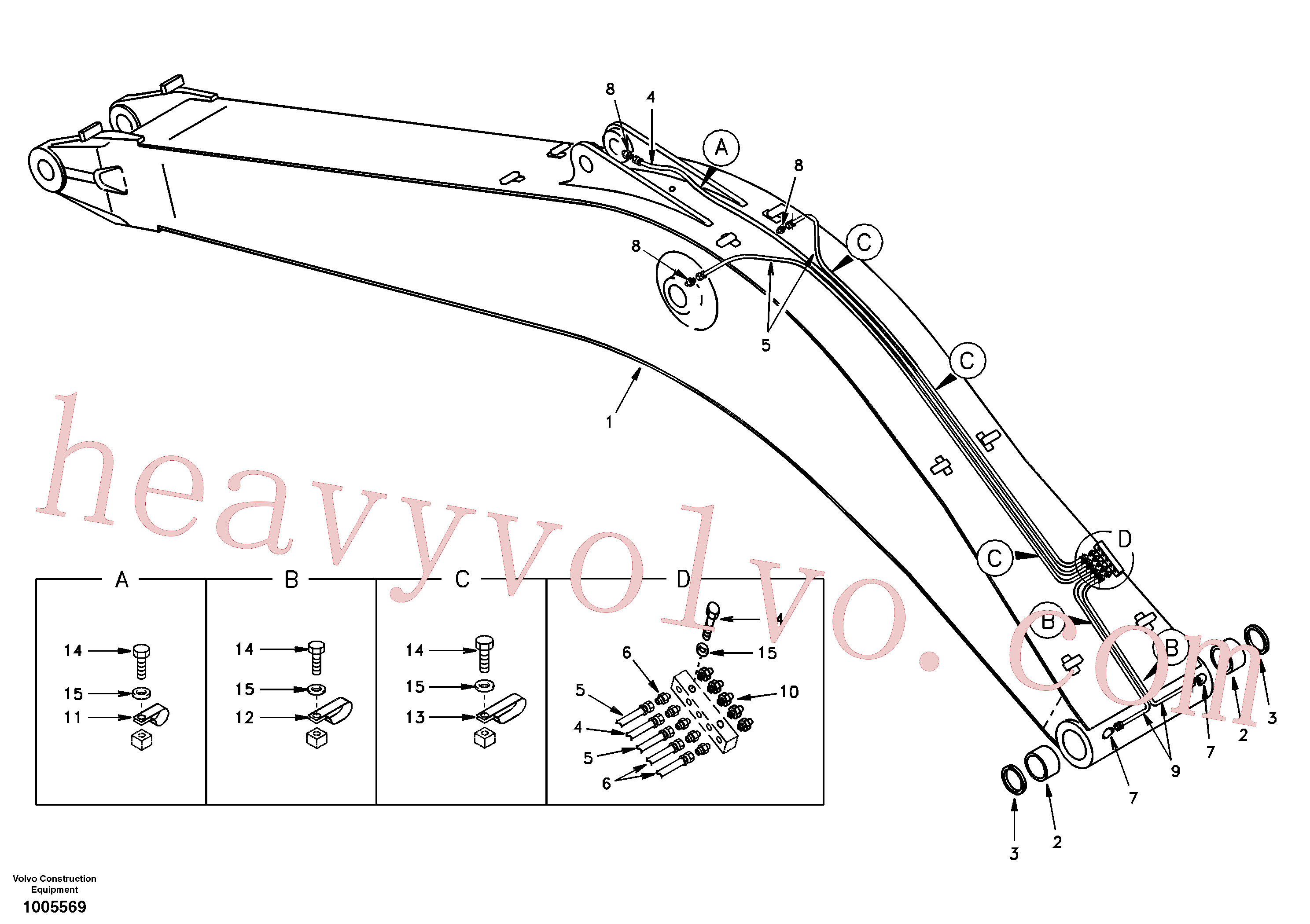 SA1173-00331 for Volvo Boom and grease piping, mono(1005569 assembly)