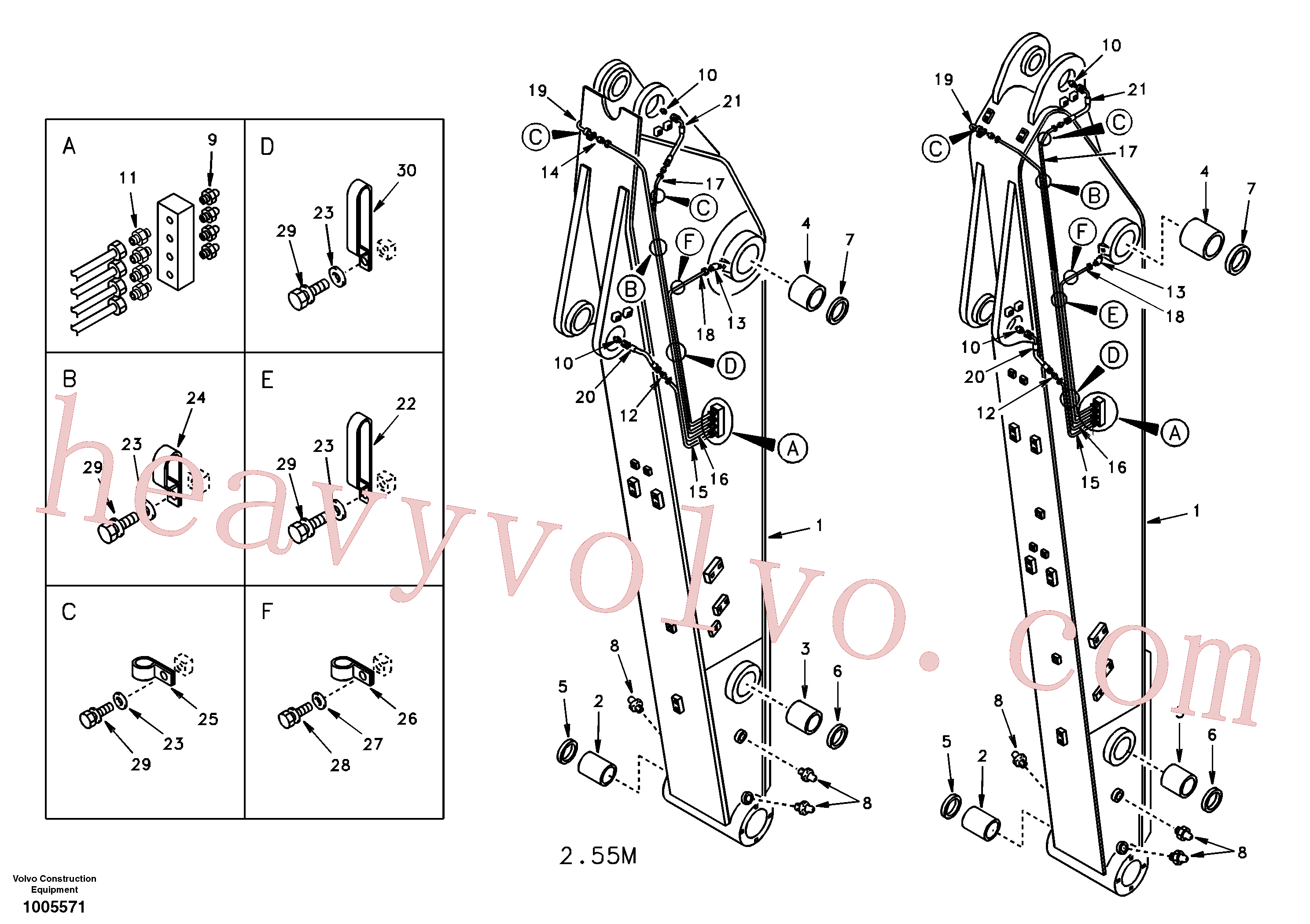 VOE14501757 for Volvo Dipper arm and grease piping with piping seat(1005571 assembly)