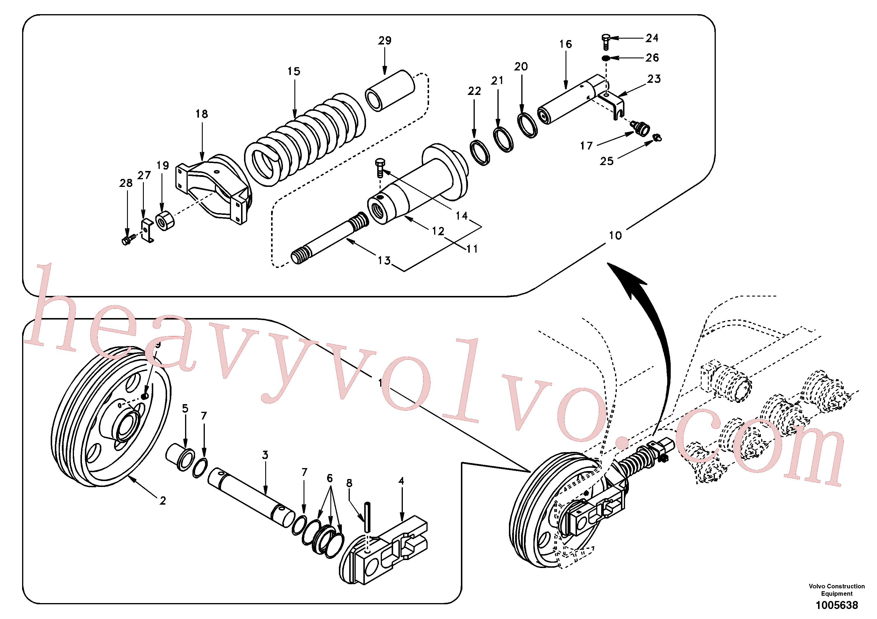 SA9511-22070 for Volvo Front idler, spring package(1005638 assembly)