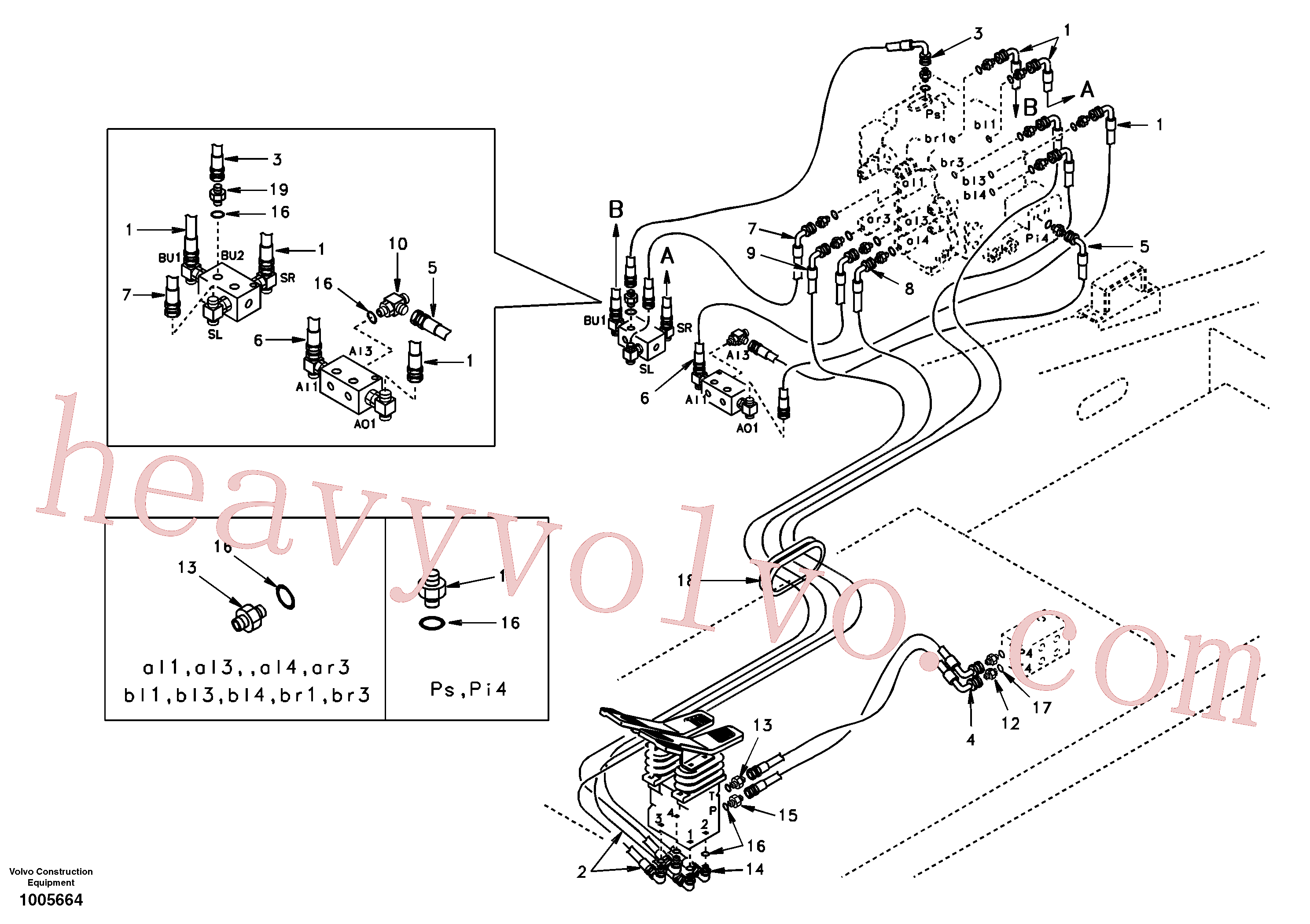 SA9453-03360 for Volvo Servo system, control valve to remote control valve pedal(1005664 assembly)