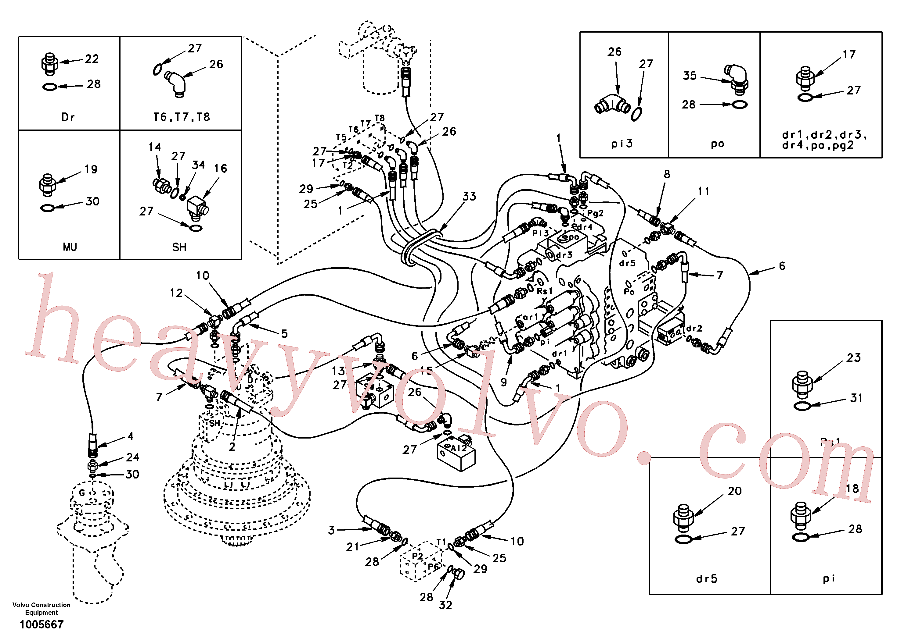 SA9453-02320 for Volvo Servo hydraulics, return line tank(1005667 assembly)