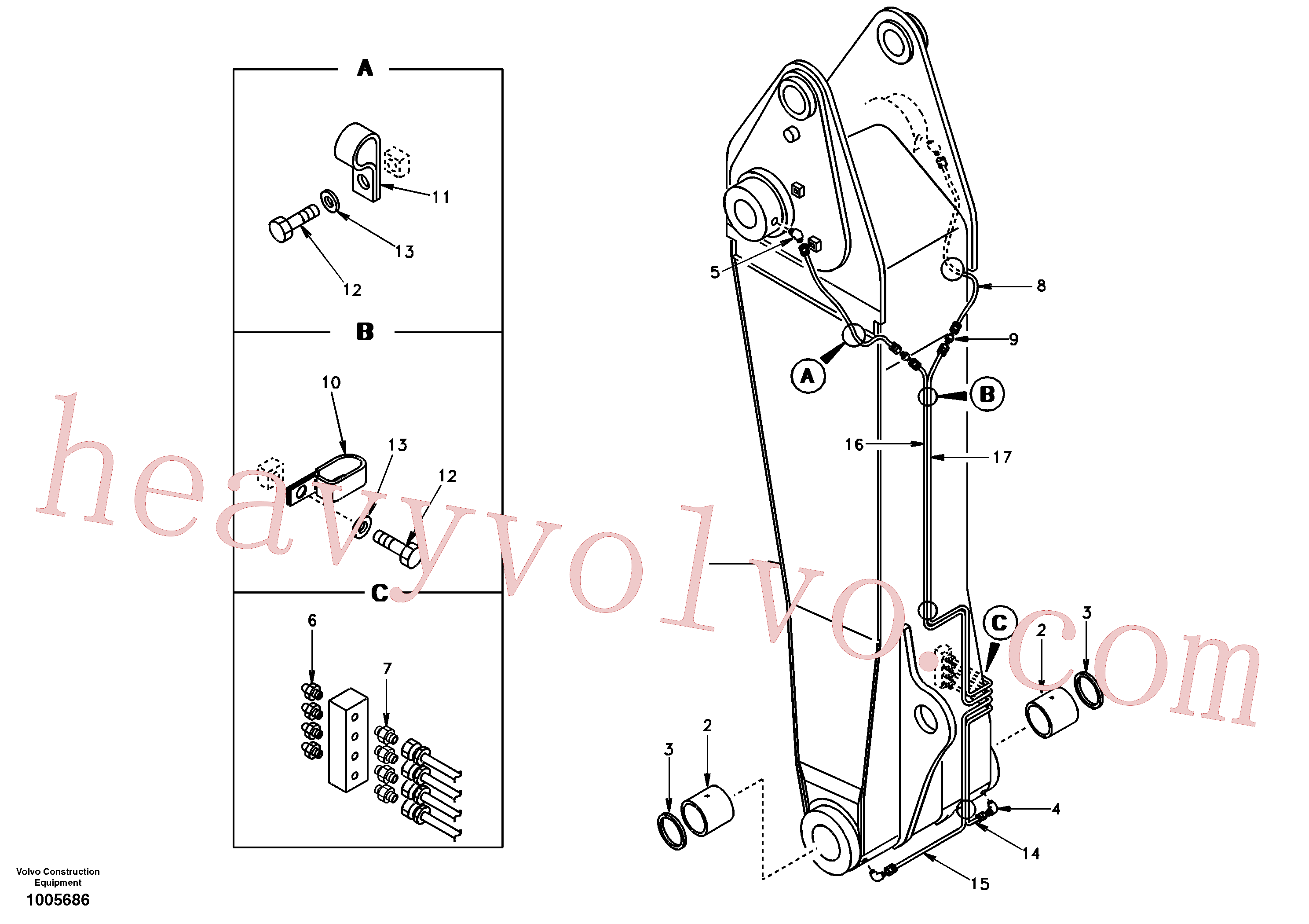 SA1173-00331 for Volvo Boom and grease piping, adjustable 1st(1005686 assembly)