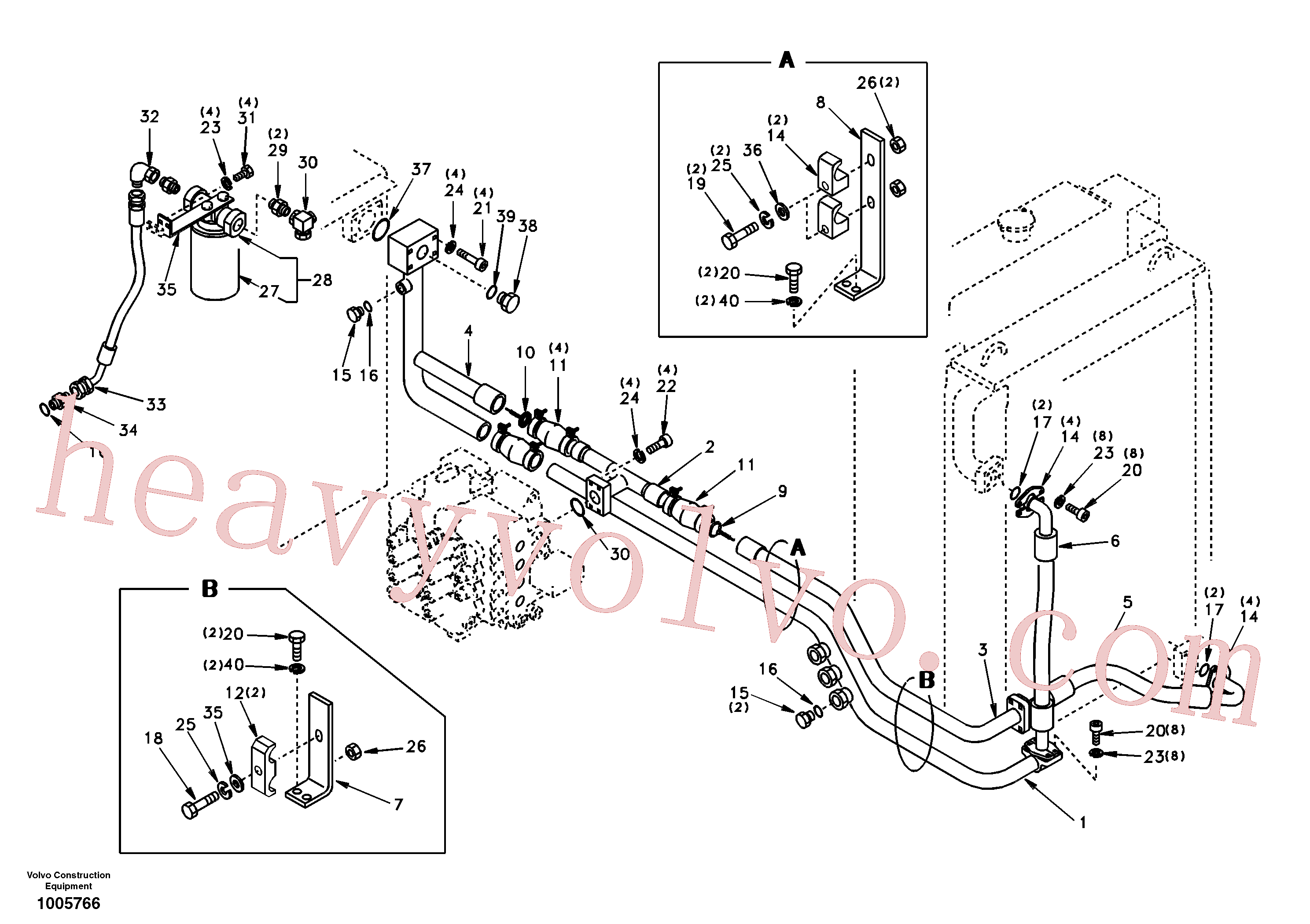 SA1142-03590 for Volvo Hydraulic system, hydraulic tank to hydraulic oil cooler(1005766 assembly)