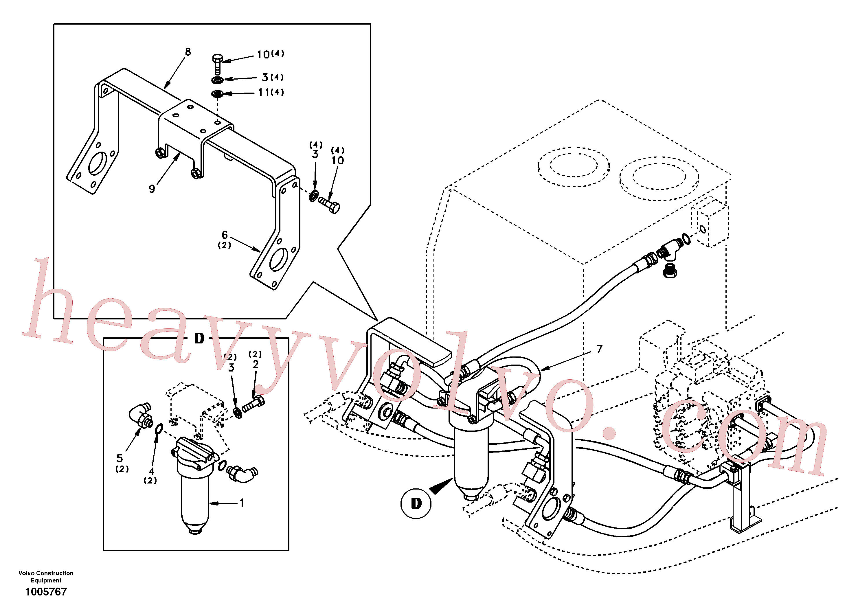 SA9451-06219 for Volvo Working hydraulic, hammer and shear for return filter(1005767 assembly)