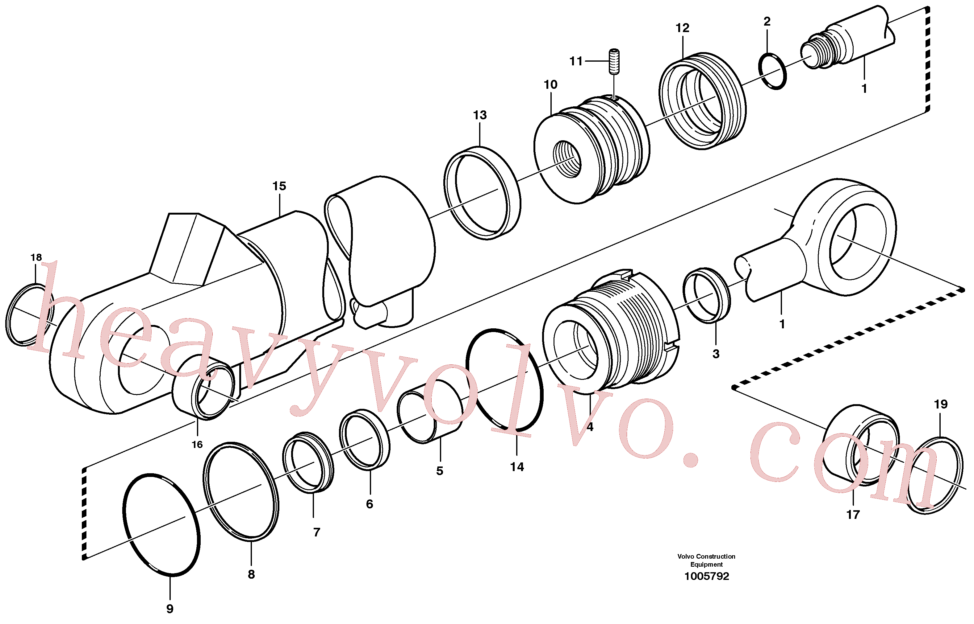 VOE11709536 for Volvo Extendable dipper cylinder(1005792 assembly)