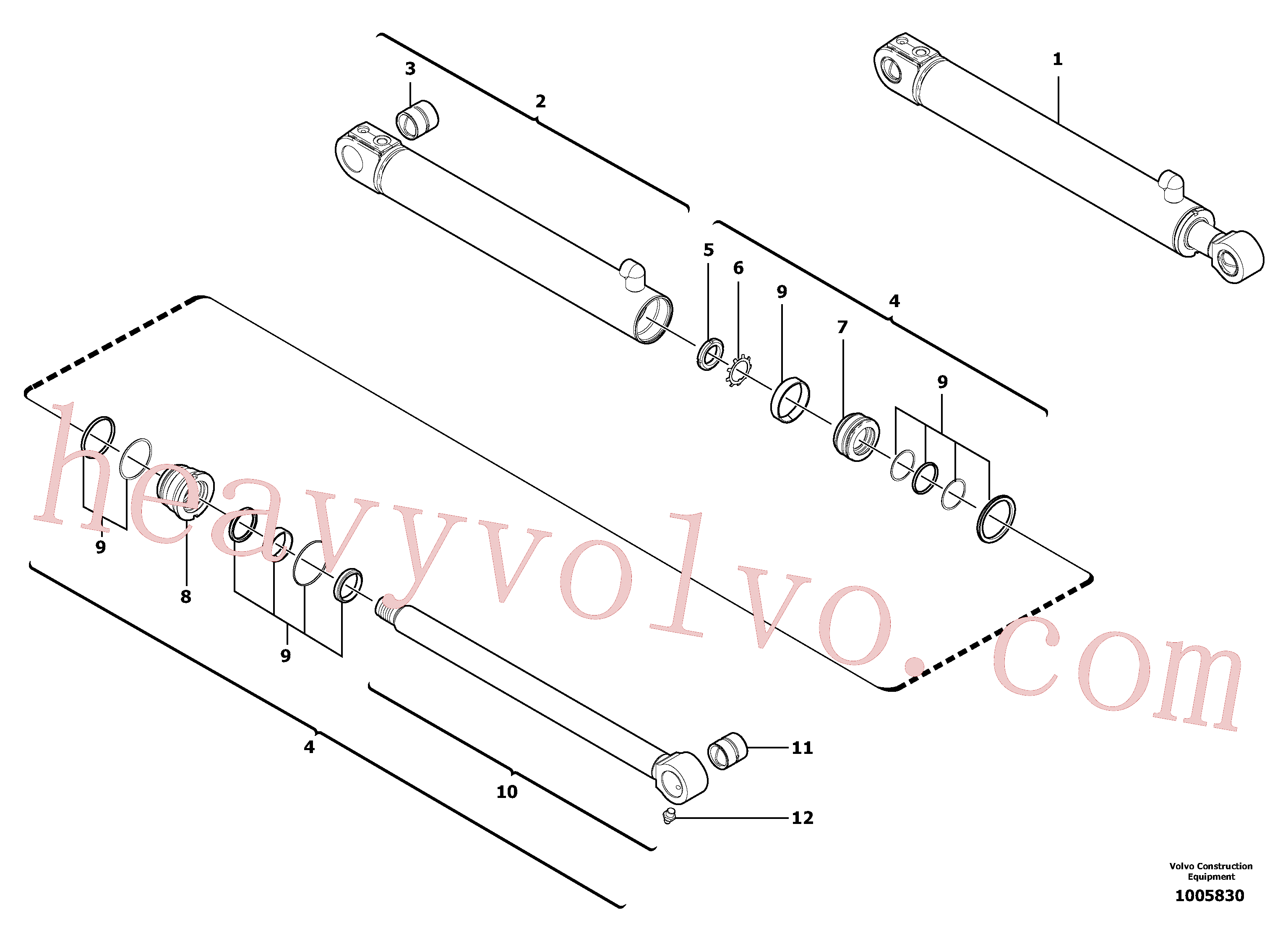 VOE11800608 for Volvo Boom offset cylinder(1005830 assembly)