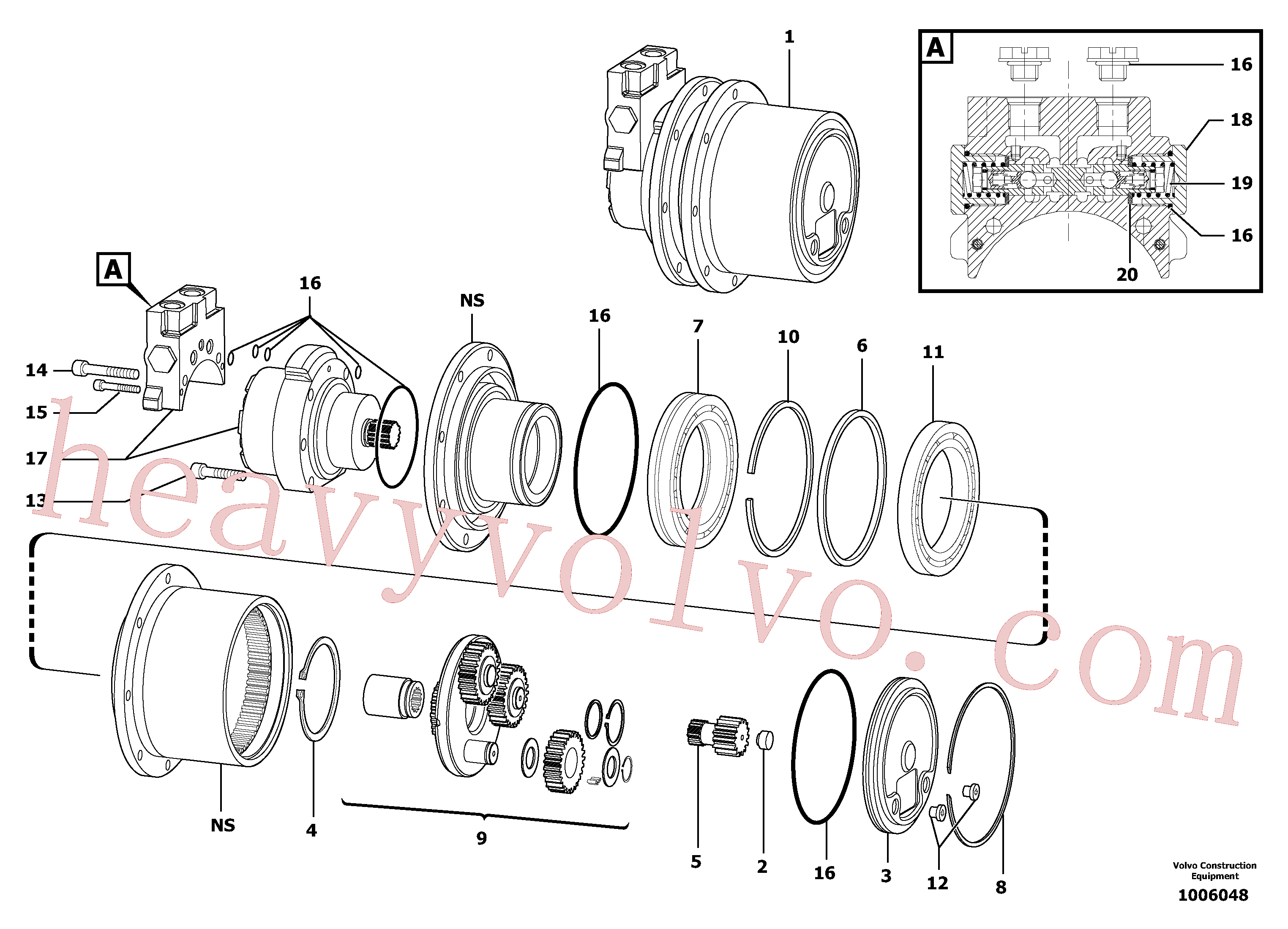 VOE11711088 for Volvo Travelling gear motor assy / without brake, Hydraulic travelling motor(1006048 assembly)