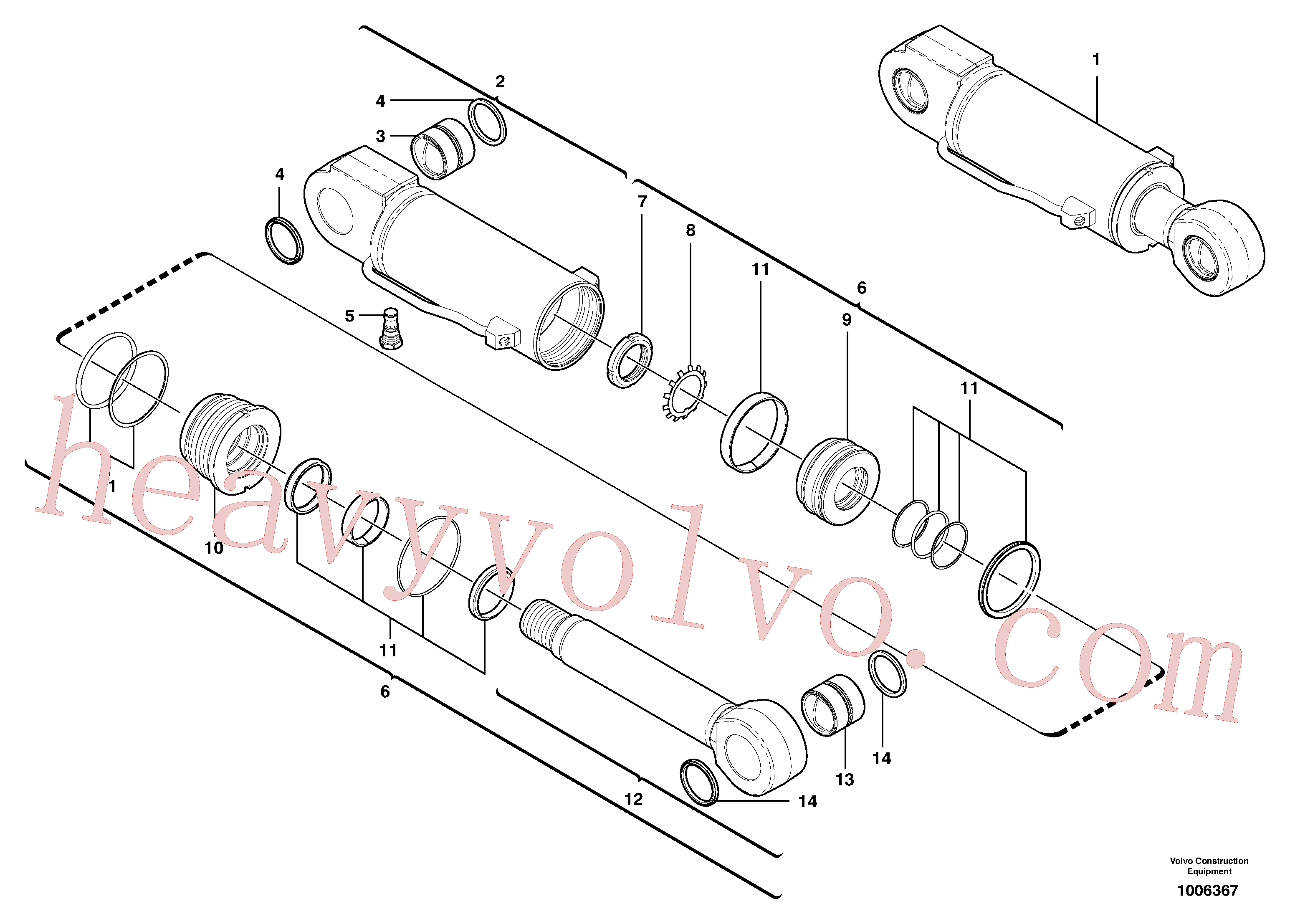 VOE11710563 for Volvo Dozer blade cylinder(1006367 assembly)