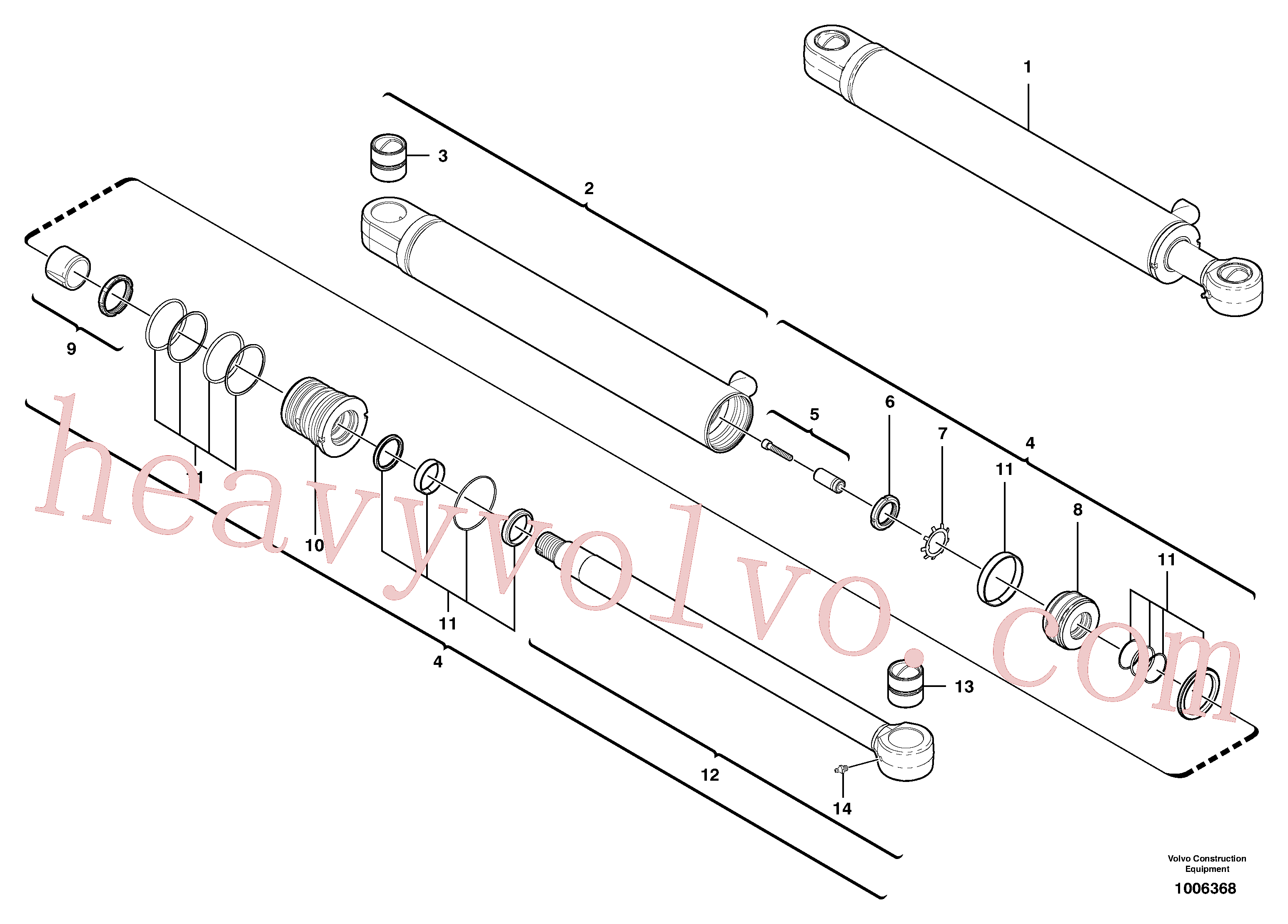 VOE11710557 for Volvo Boom offset cylinder(1006368 assembly)