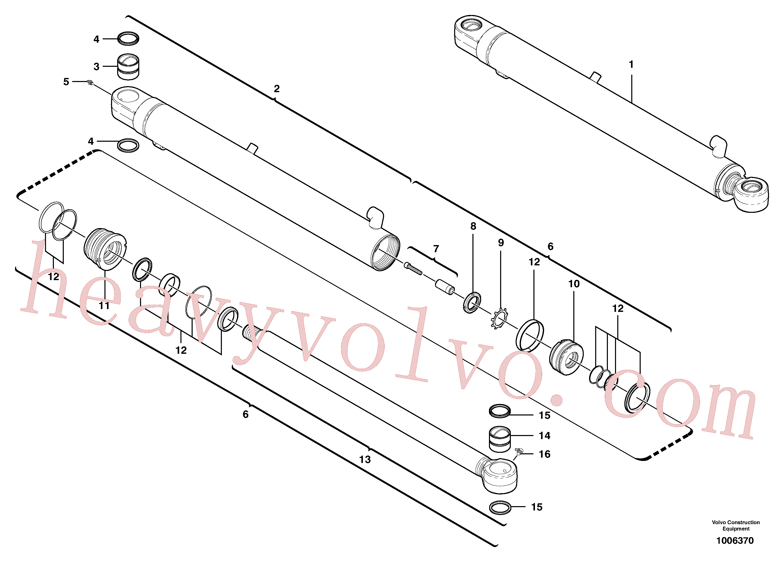 VOE11800613 for Volvo Dipper arm cylinder(1006370 assembly)