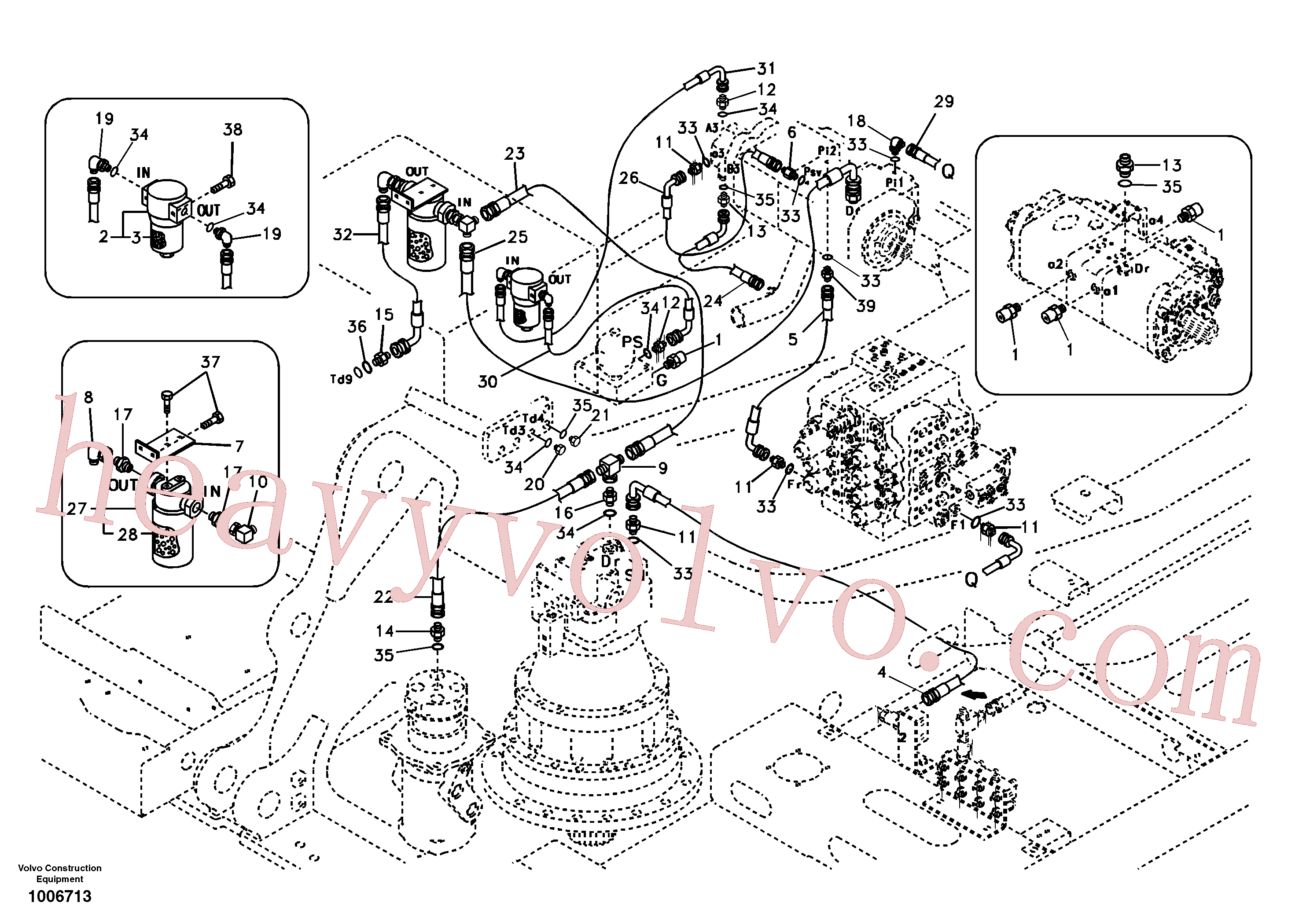 SA9452-05209 for Volvo Servo system, pump piping and filter mount.(1006713 assembly)