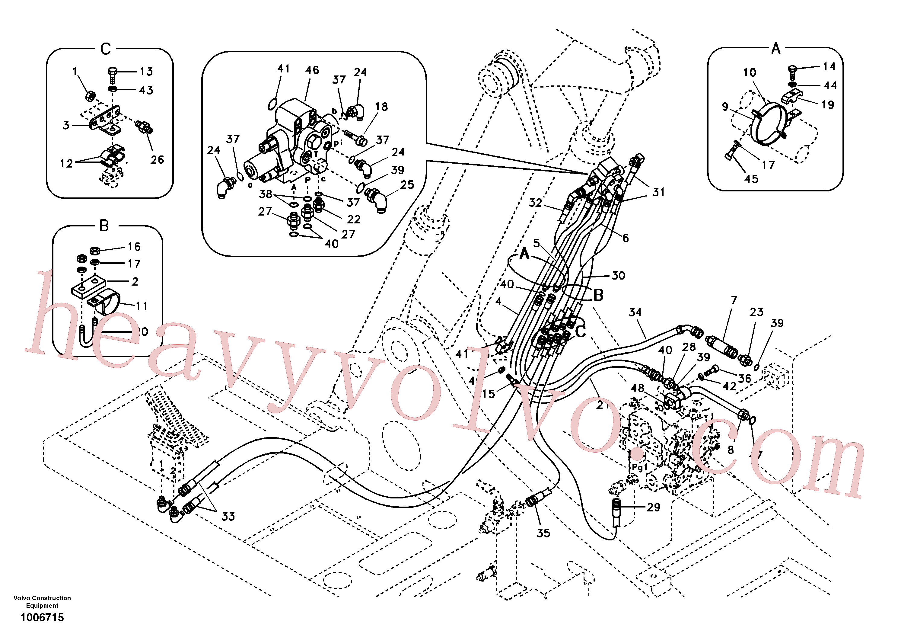 VOE14881210 for Volvo Working hydraulic, 2nd boom cylinder on adjustable boom(1006715 assembly)