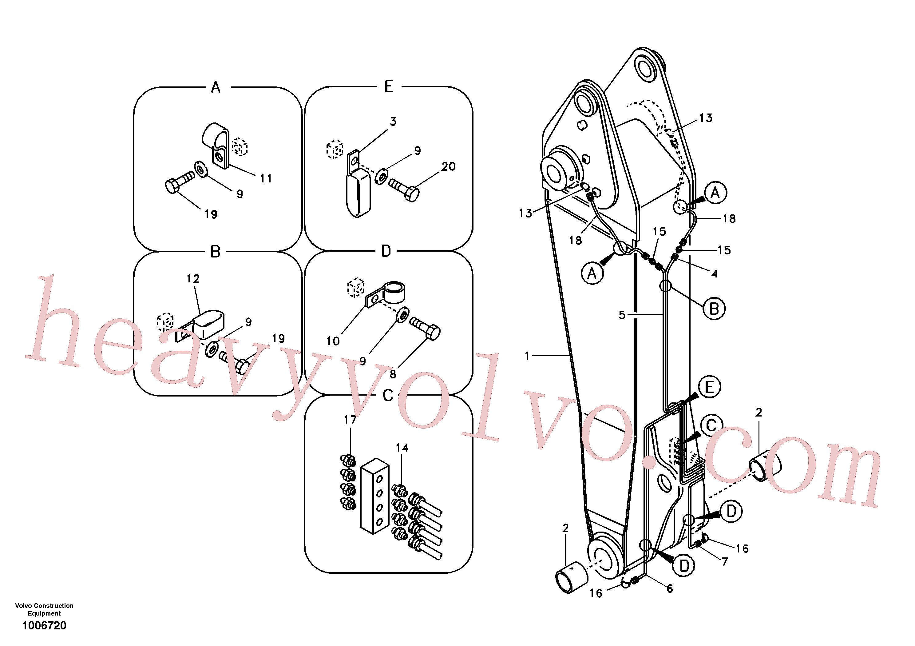 SA9433-31150 for Volvo Boom and grease piping, adjustable 1st(1006720 assembly)