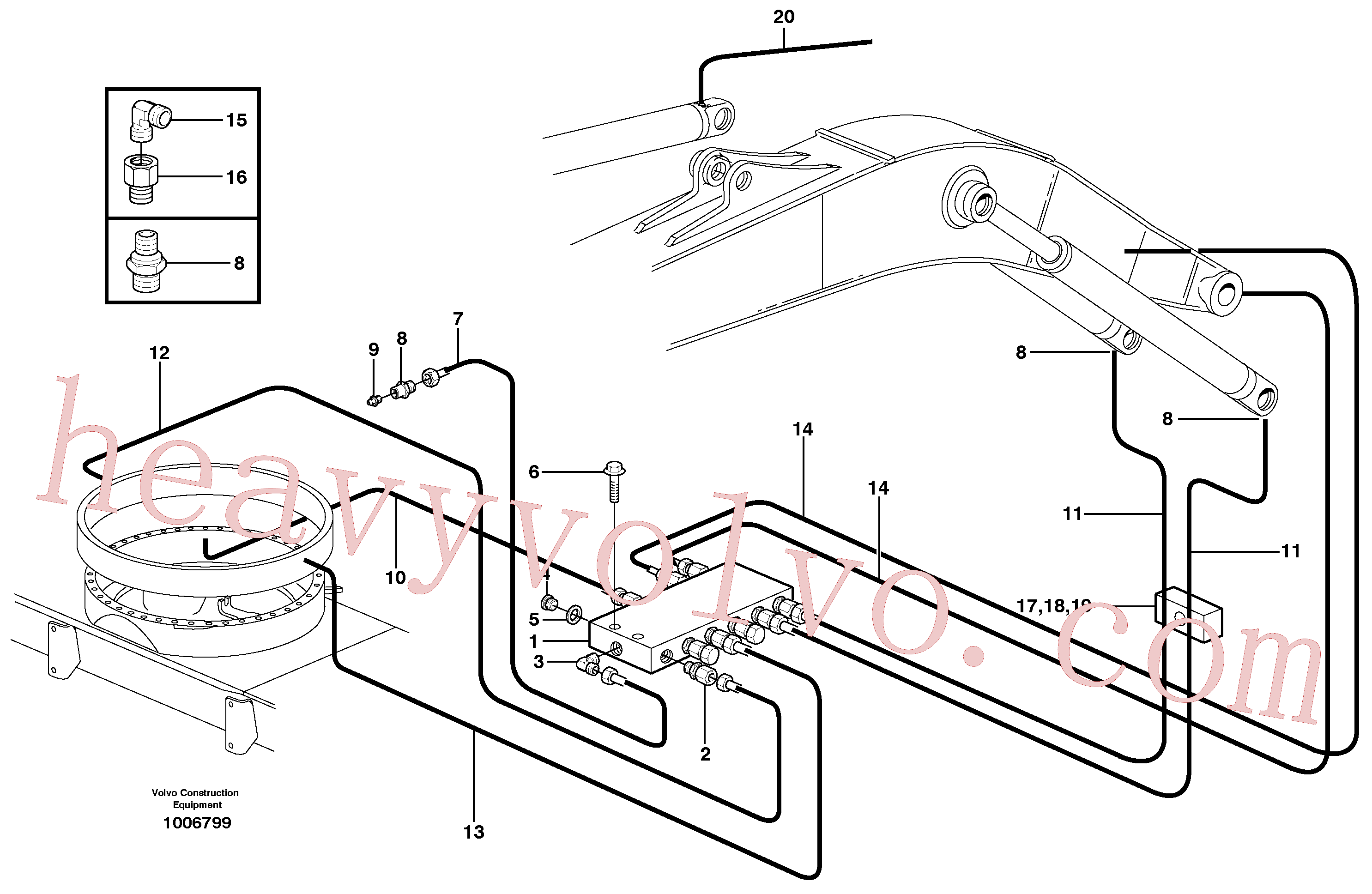 VOE14371964 for Volvo Central lubrication. slewing, mono boom(1006799 assembly)