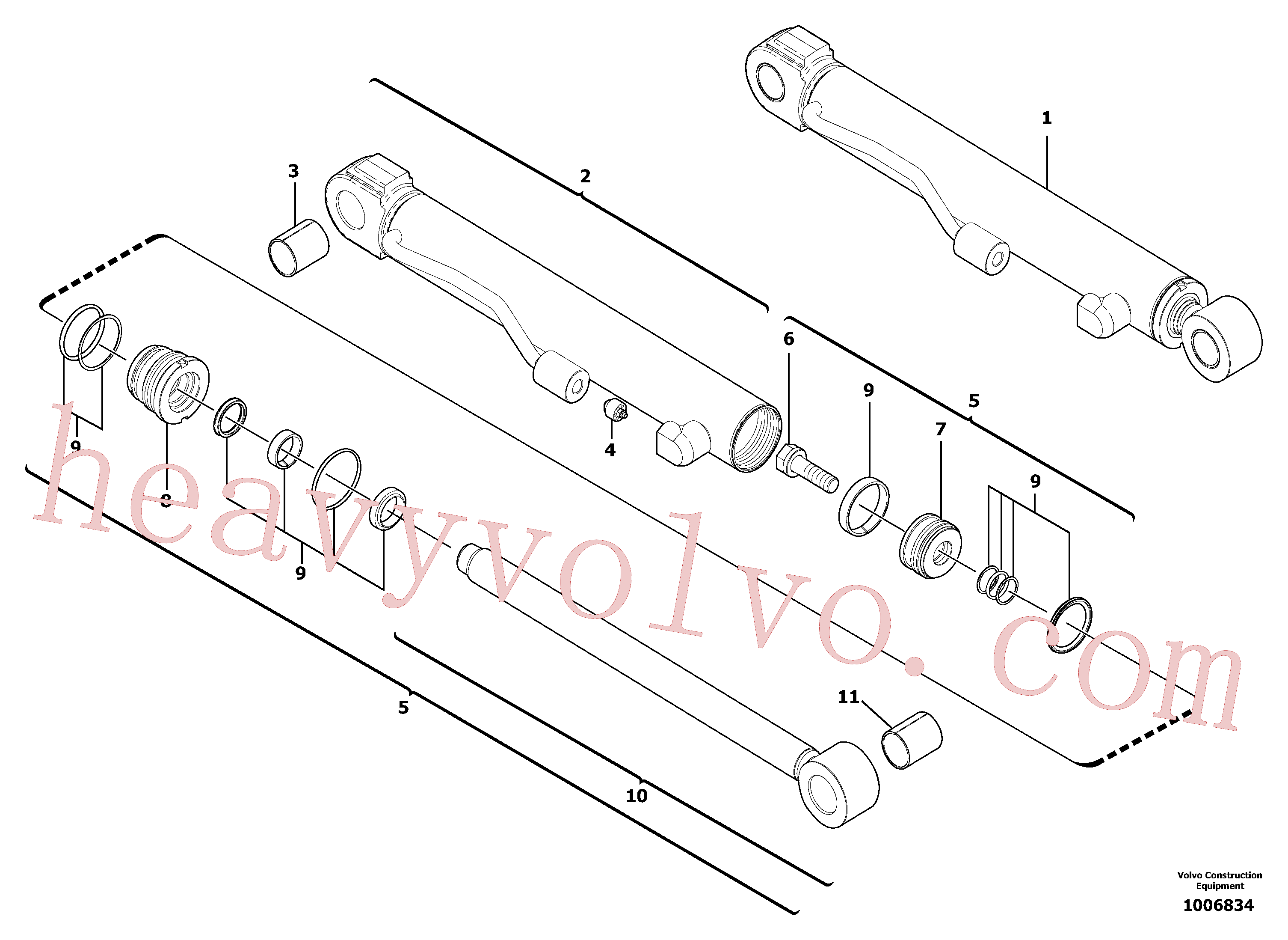 VOE11711463 for Volvo Variable track cylinder(1006834 assembly)