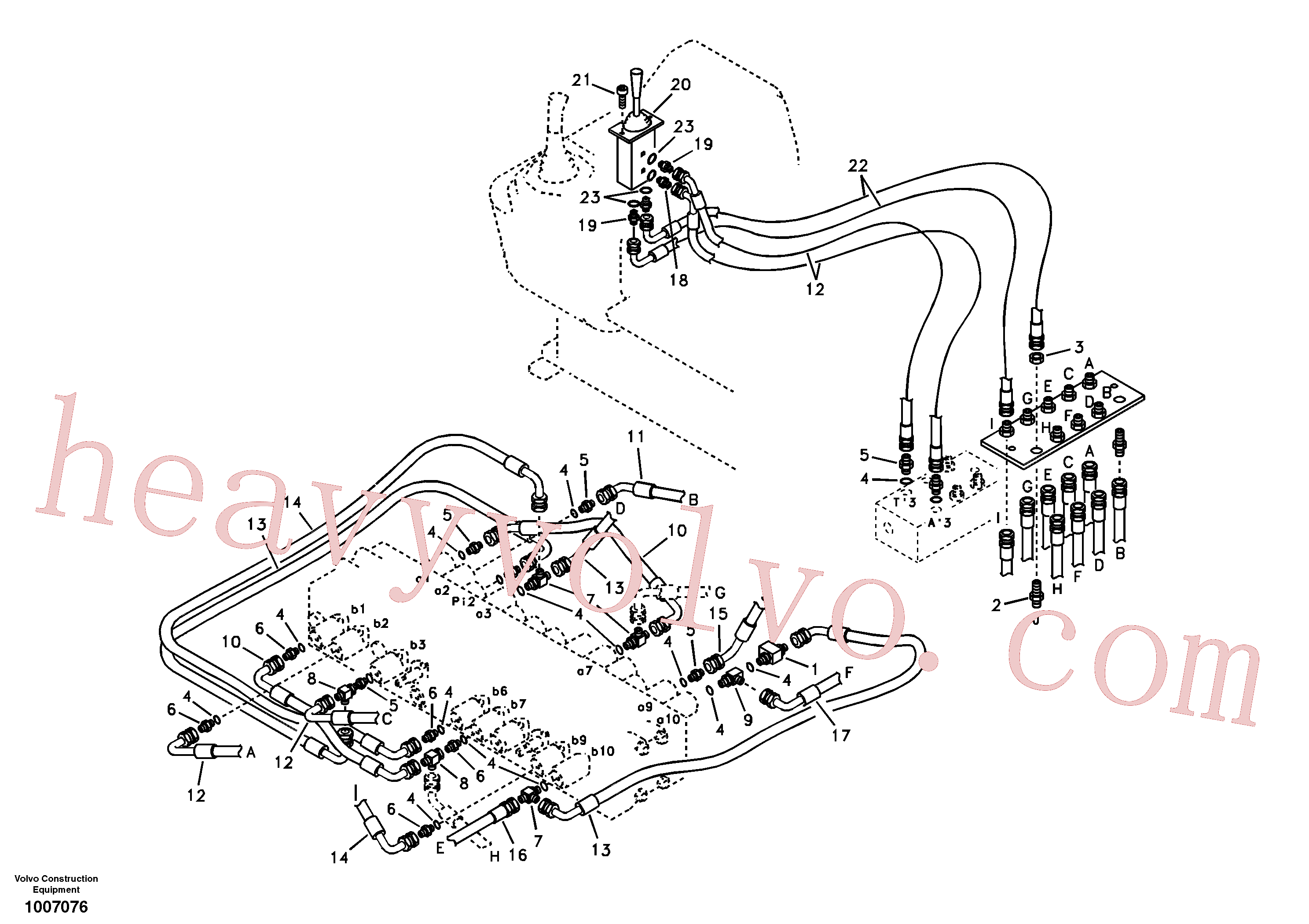 SA1040-80490 for Volvo Servo system, control valve to remote control valve(1007076 assembly)