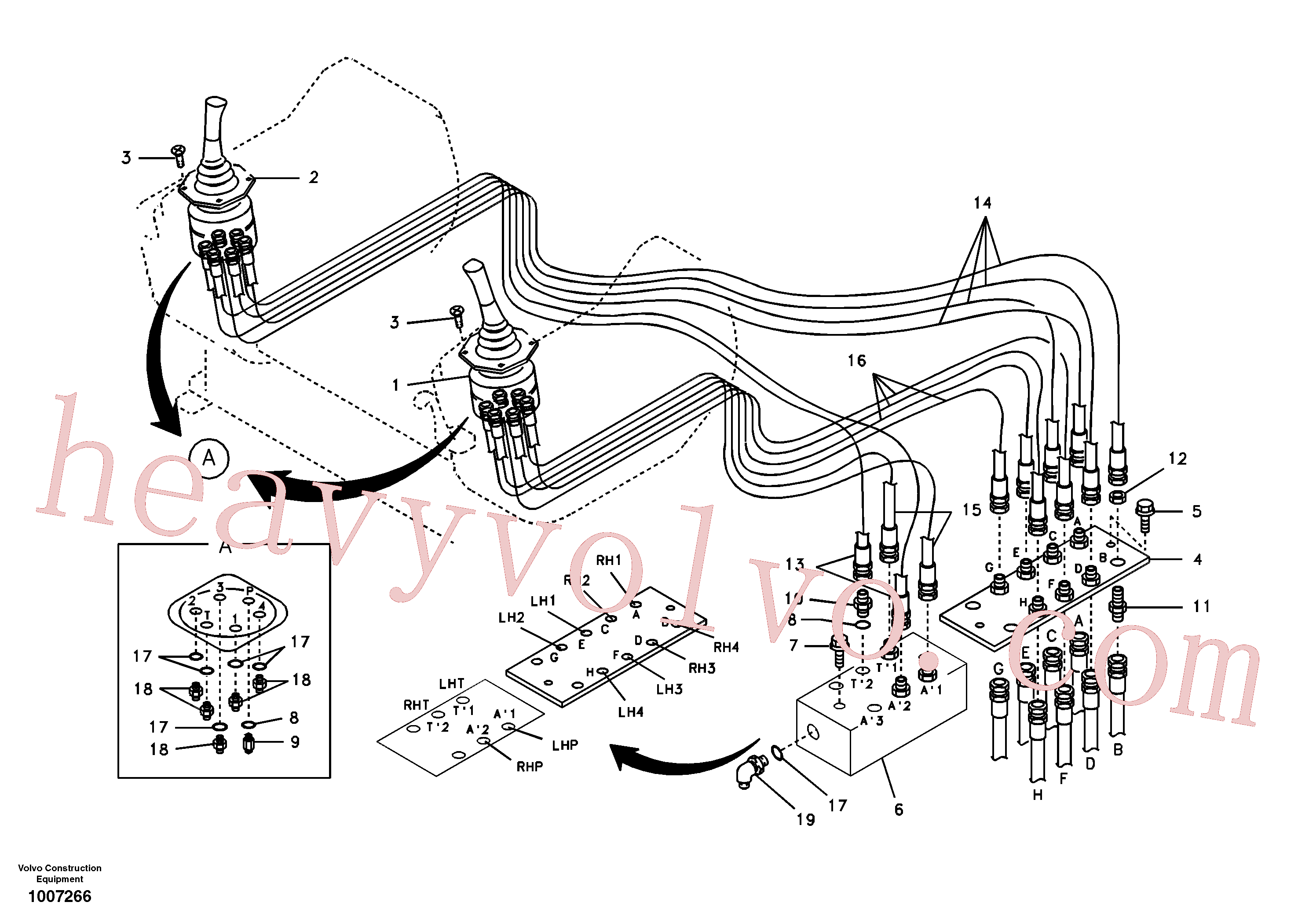 SA1040-80490 for Volvo Servo system, control valve to remote control valve(1007266 assembly)