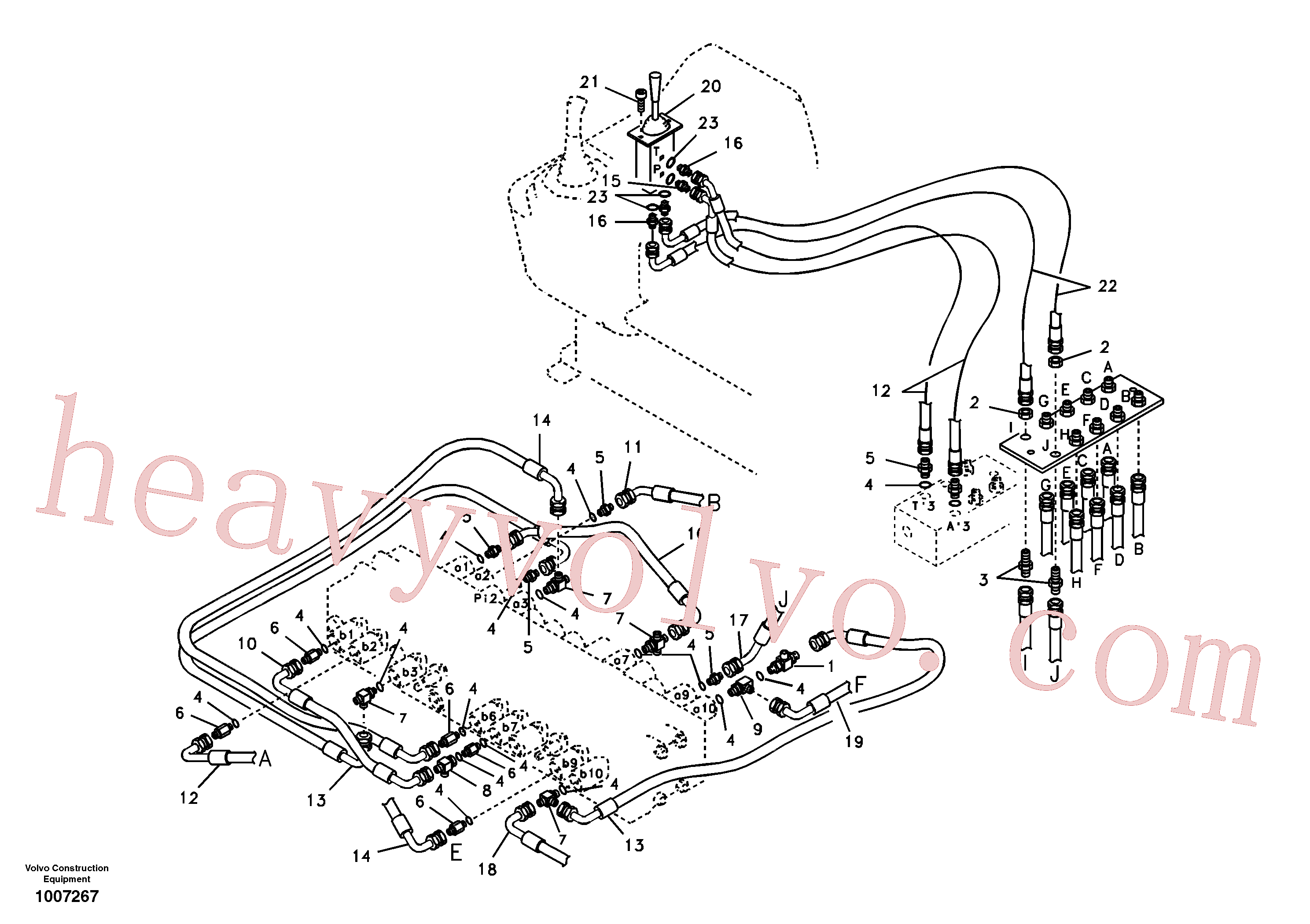 SA1040-80490 for Volvo Servo system, control valve to remote control valve(1007267 assembly)