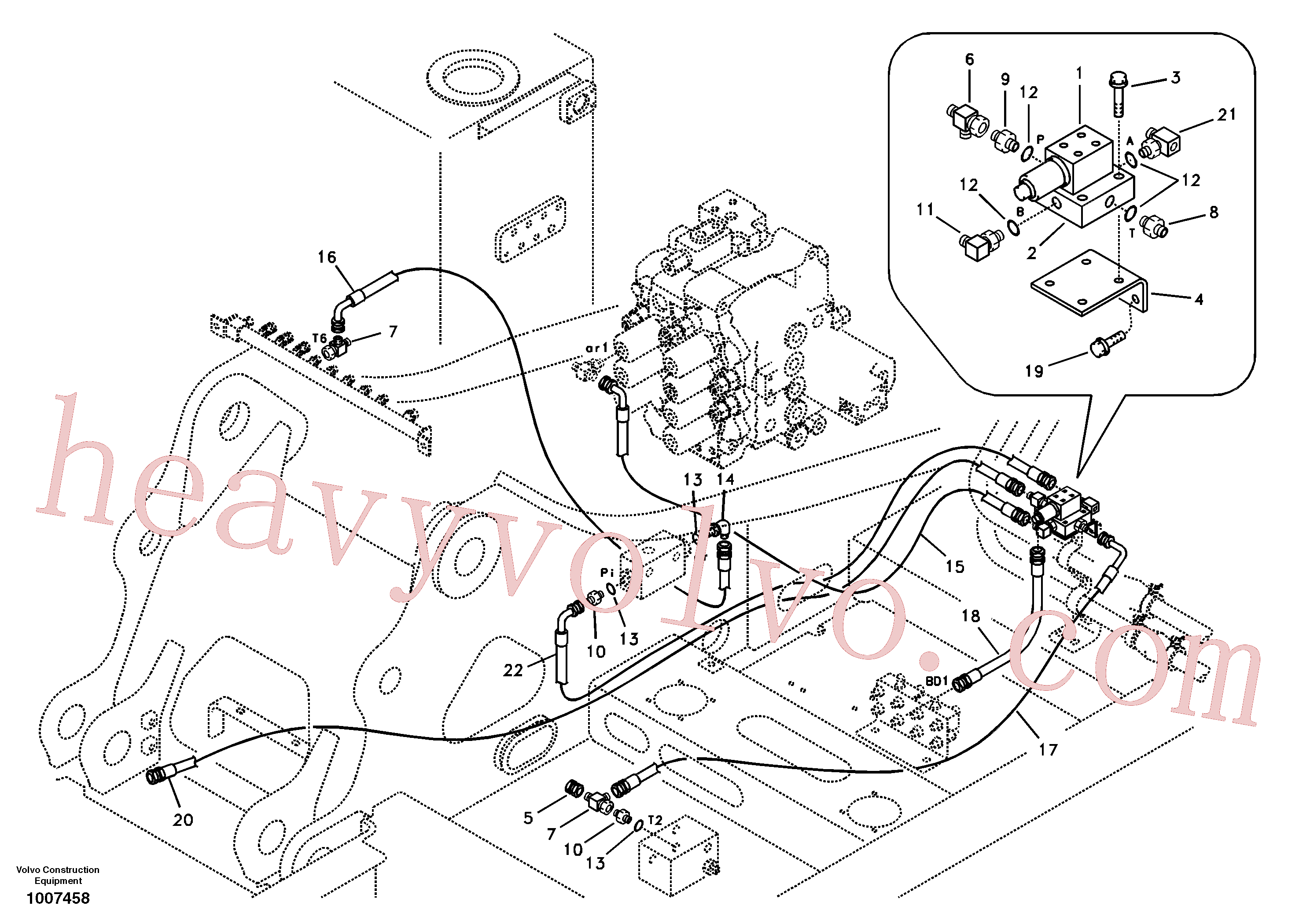 SA9453-03225 for Volvo Servo system, control valve to solenoid valve(1007458 assembly)