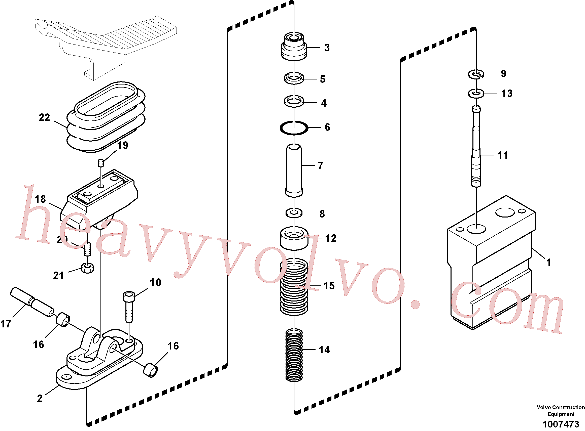 VOE14500152 for Volvo Working hydraulic, remote control valve pedal for adjustable boom(1007473 assembly)