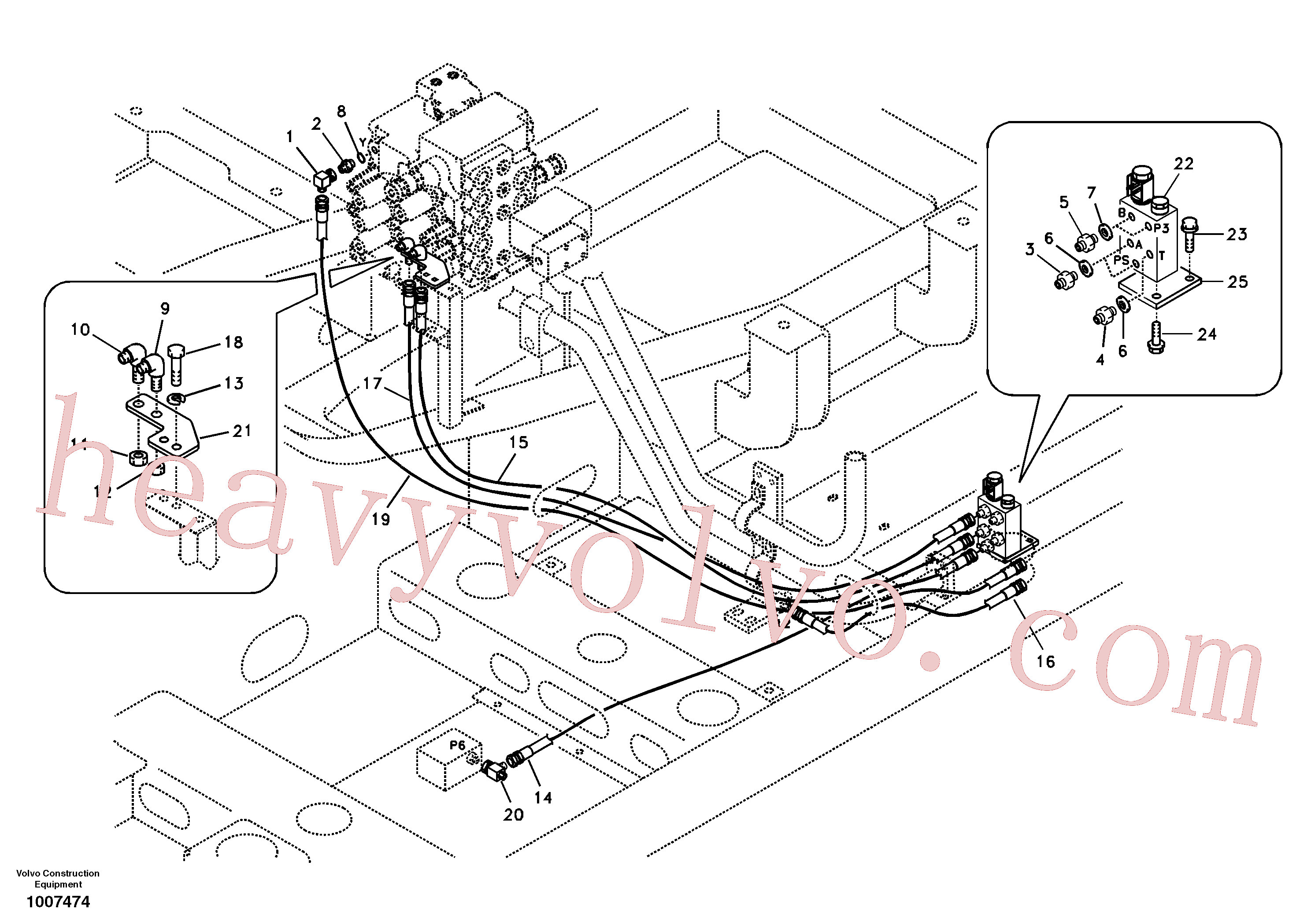 SA9412-22050 for Volvo Working hydraulic, quick fit on upper frame(1007474 assembly)