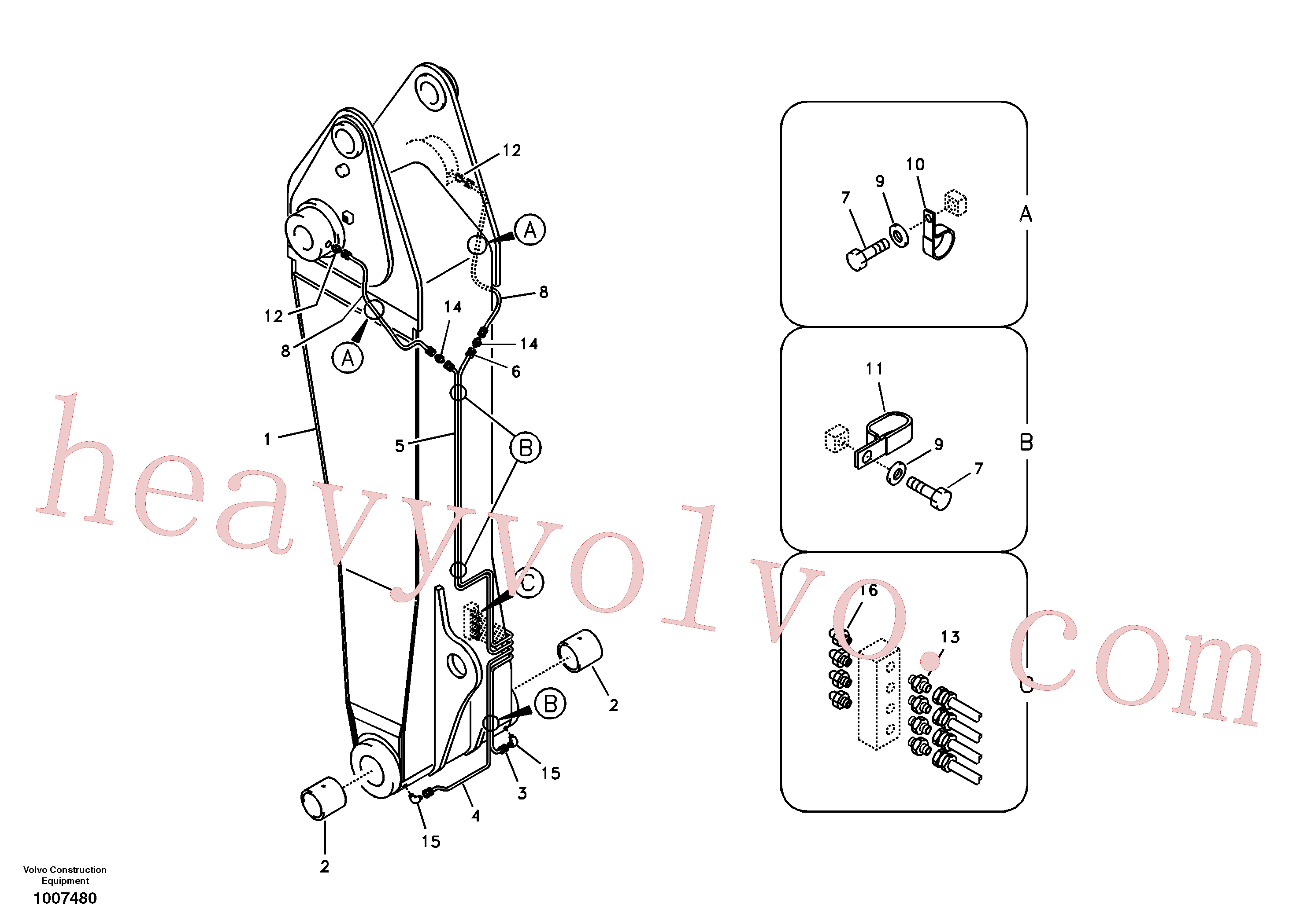 VOE14607591 for Volvo Boom and grease piping, adjustable 1st(1007480 assembly)