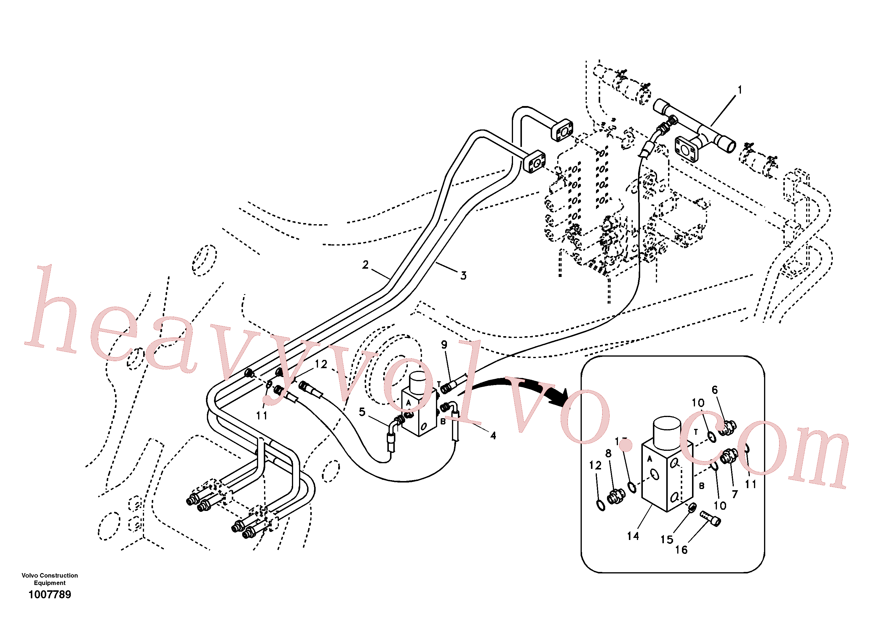 VOE14520177 for Volvo Hydraulic system, control valve to boom and swing(1007789 assembly)